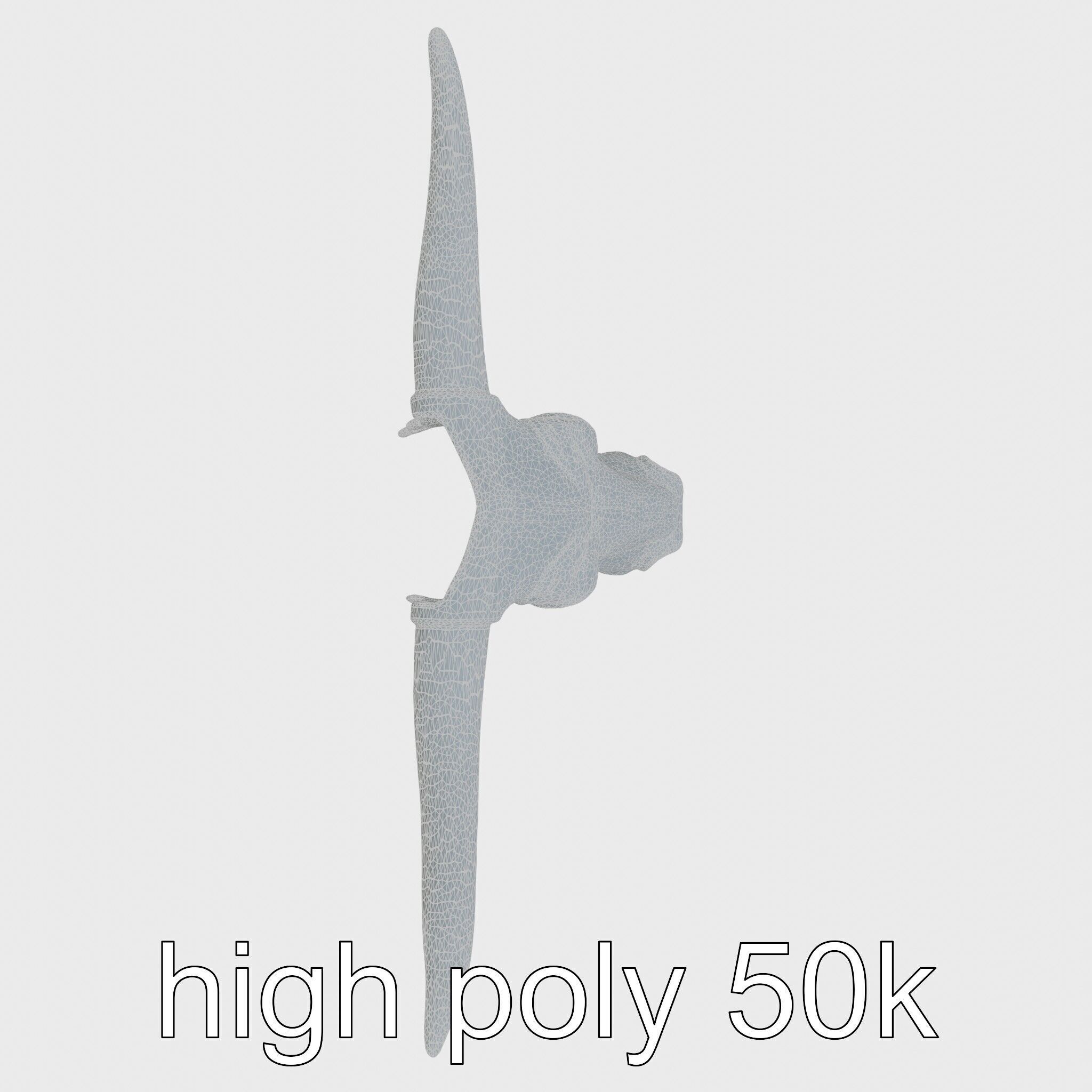 Lone Star Longhorn Bull Head Sculpture Low-poly 3D model_23