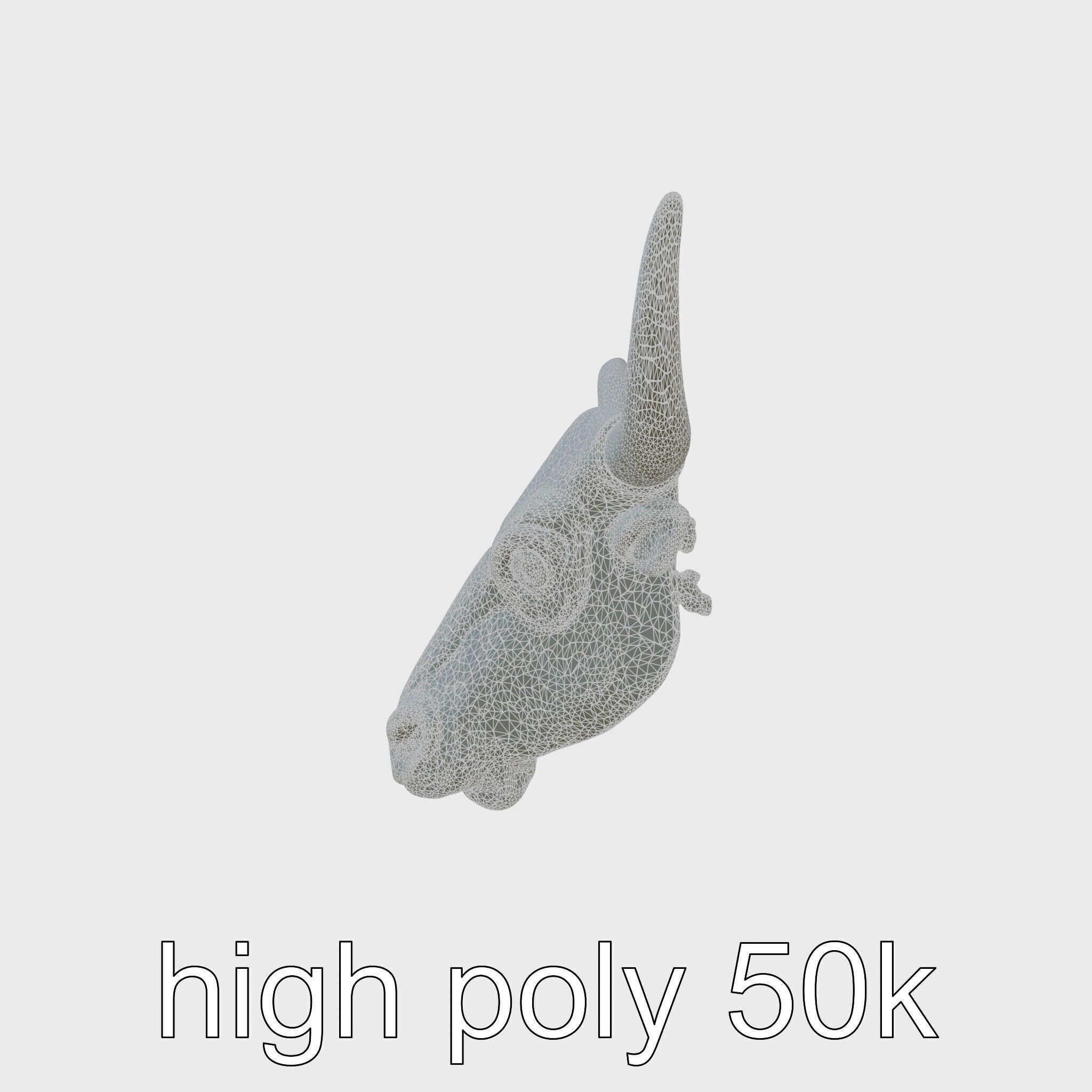 Lone Star Longhorn Bull Head Sculpture Low-poly 3D model_8