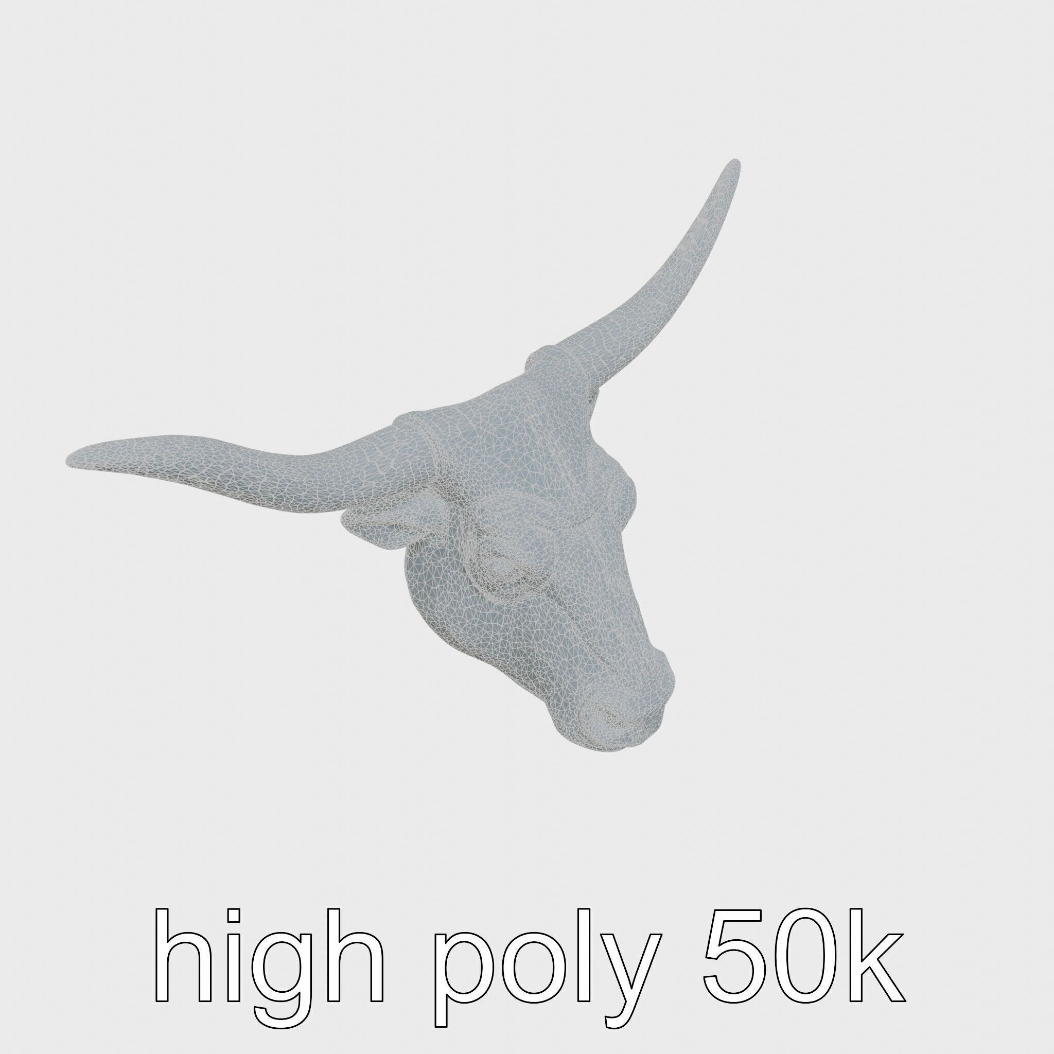 Lone Star Longhorn Bull Head Sculpture Low-poly 3D model_14