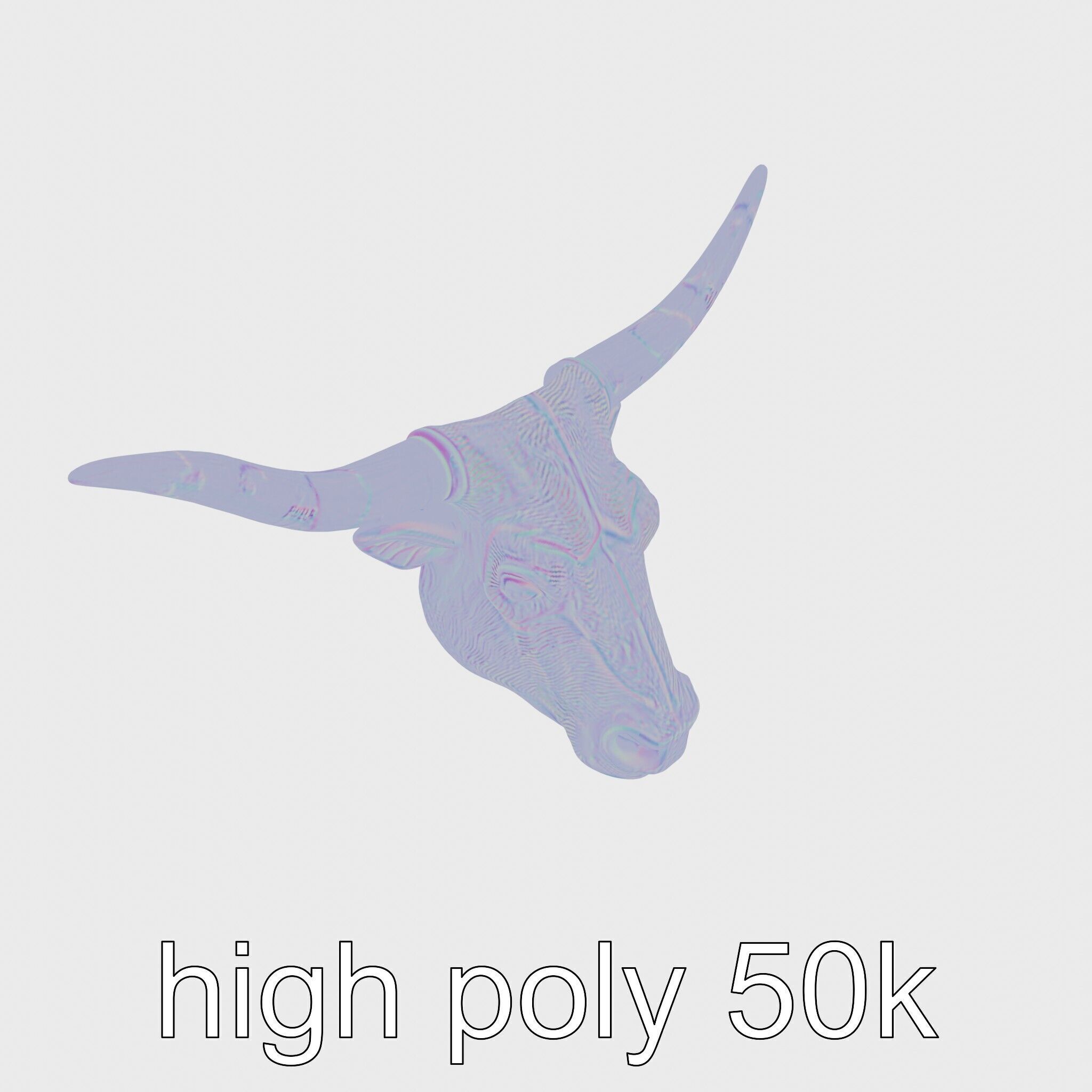 Lone Star Longhorn Bull Head Sculpture Low-poly 3D model_32