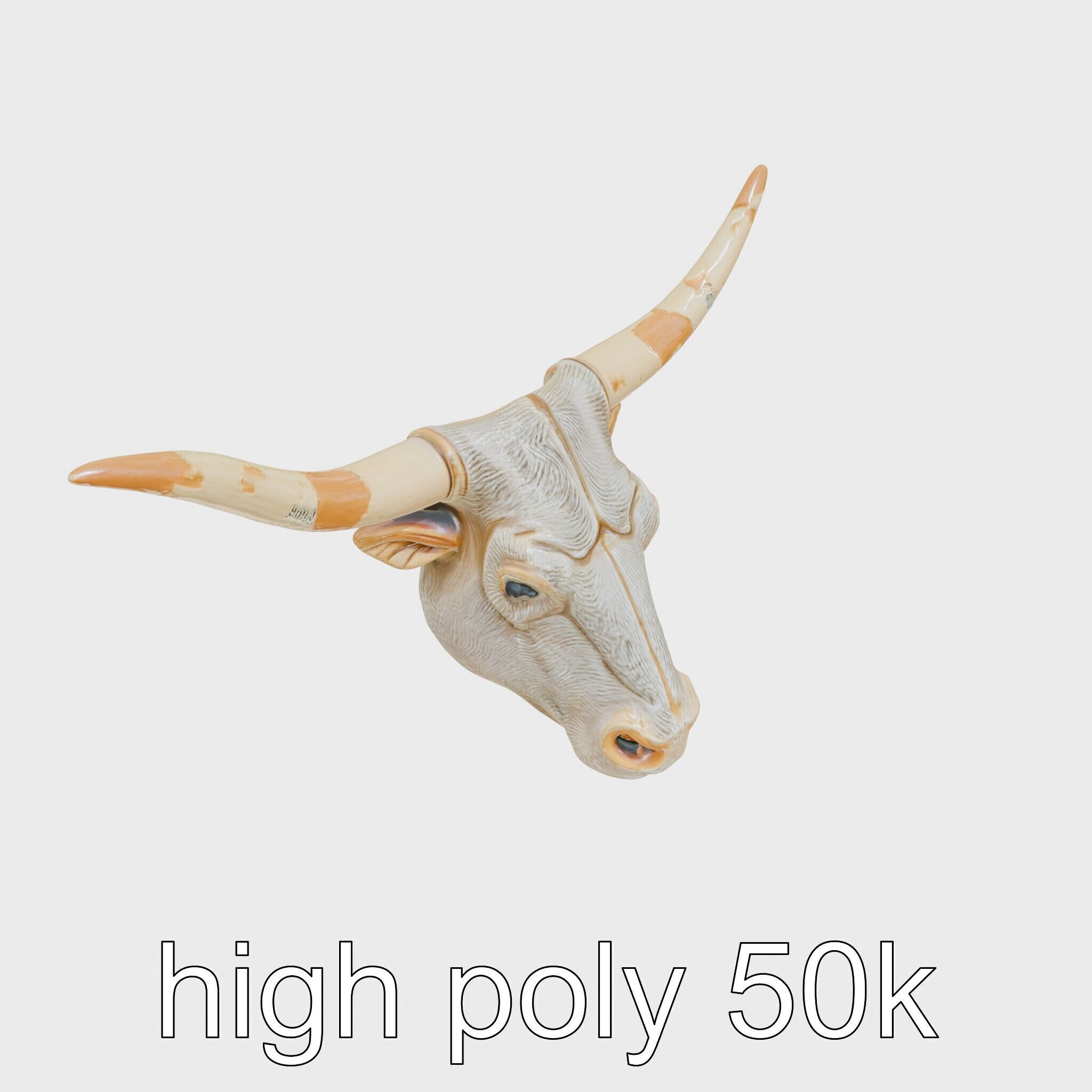 Lone Star Longhorn Bull Head Sculpture Low-poly 3D model_11