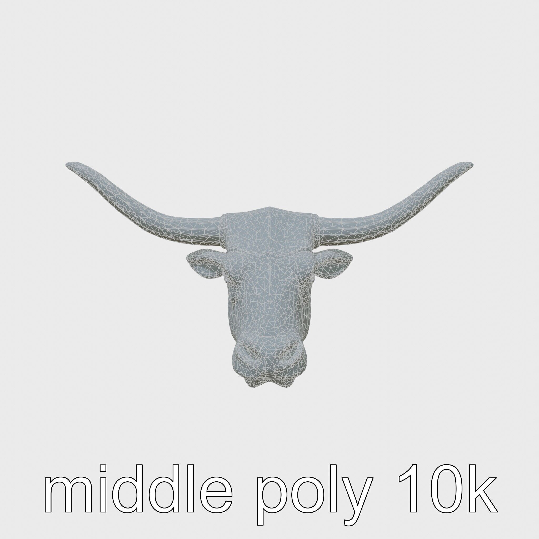 Lone Star Longhorn Bull Head Sculpture Low-poly 3D model_18