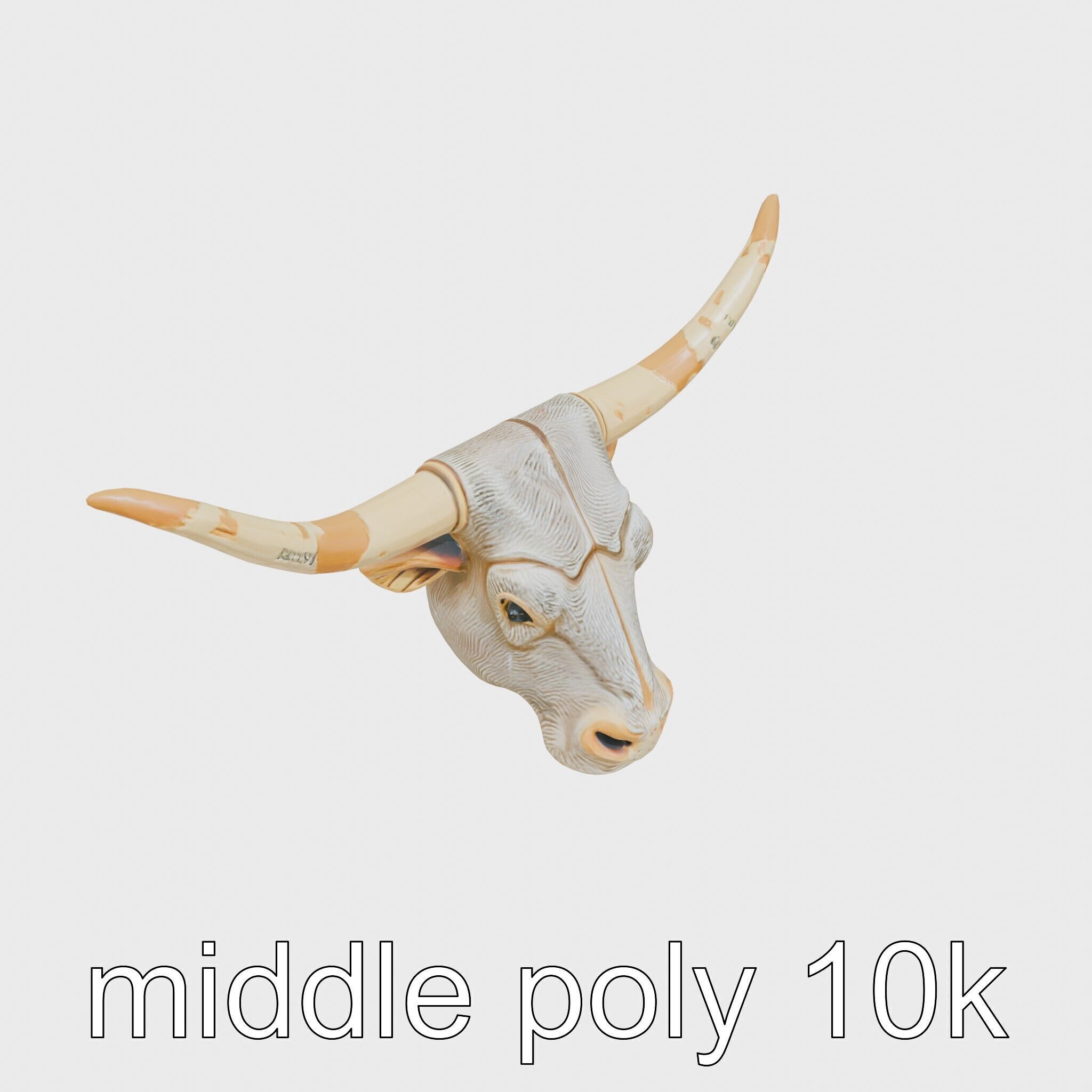 Lone Star Longhorn Bull Head Sculpture Low-poly 3D model_12