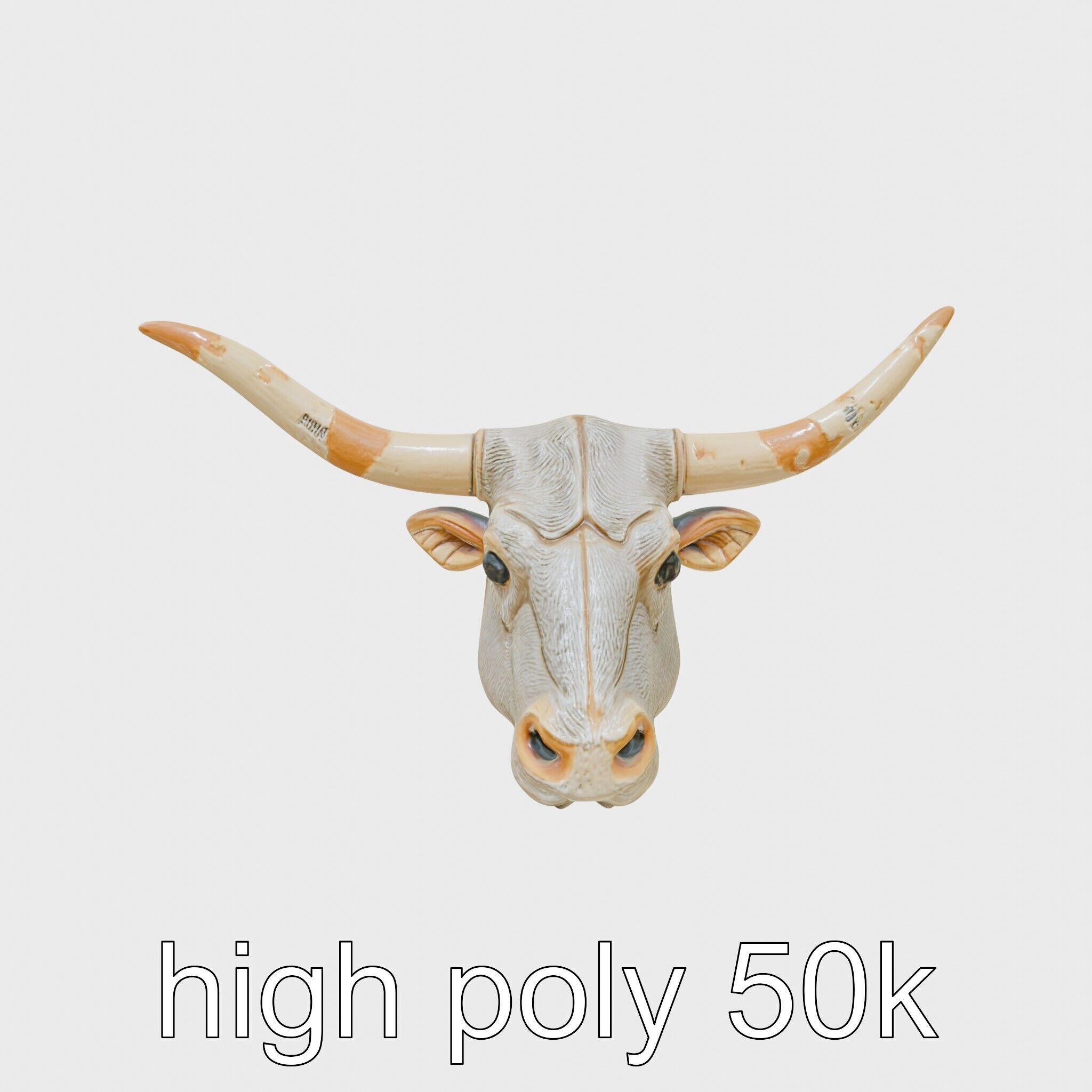 Lone Star Longhorn Bull Head Sculpture Low-poly 3D model_28