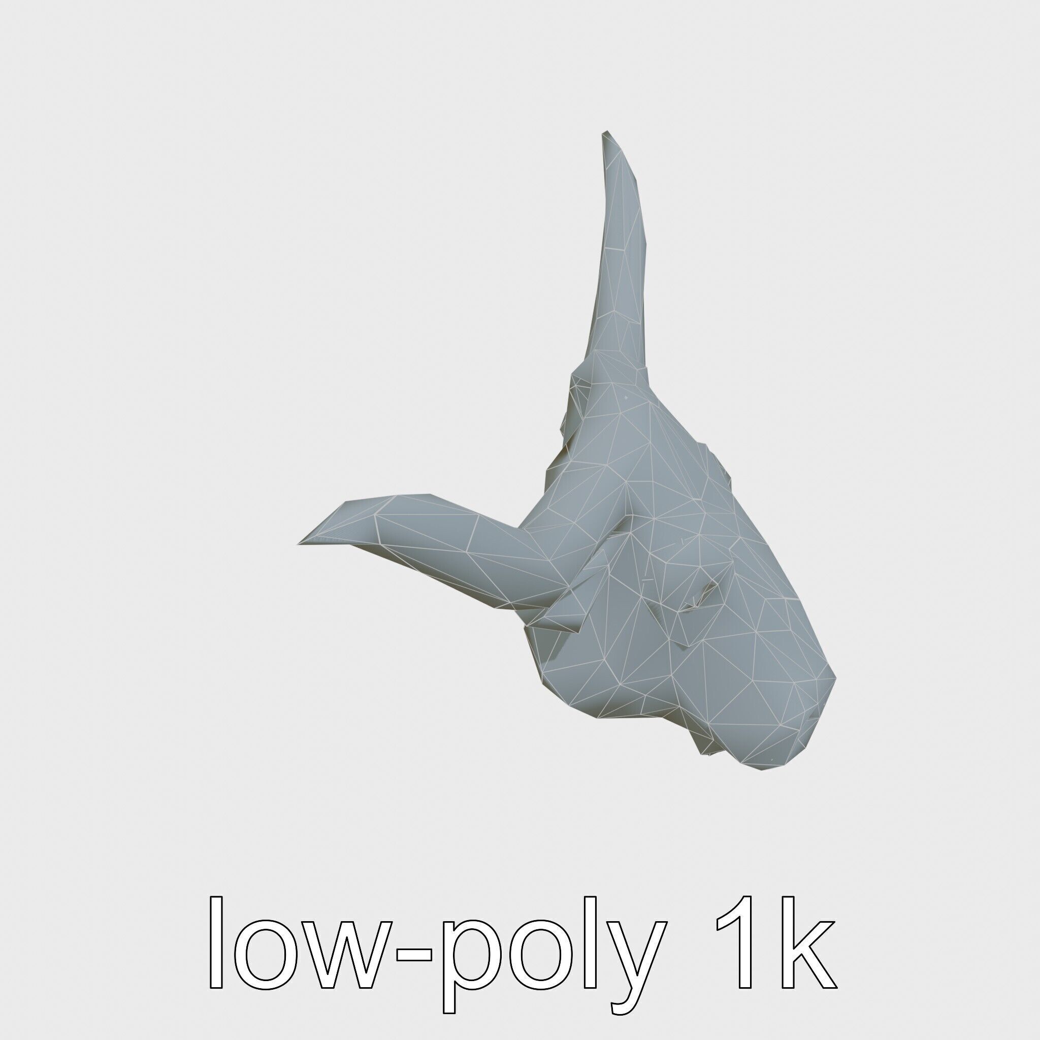 Lone Star Longhorn Bull Head Sculpture Low-poly 3D model_25