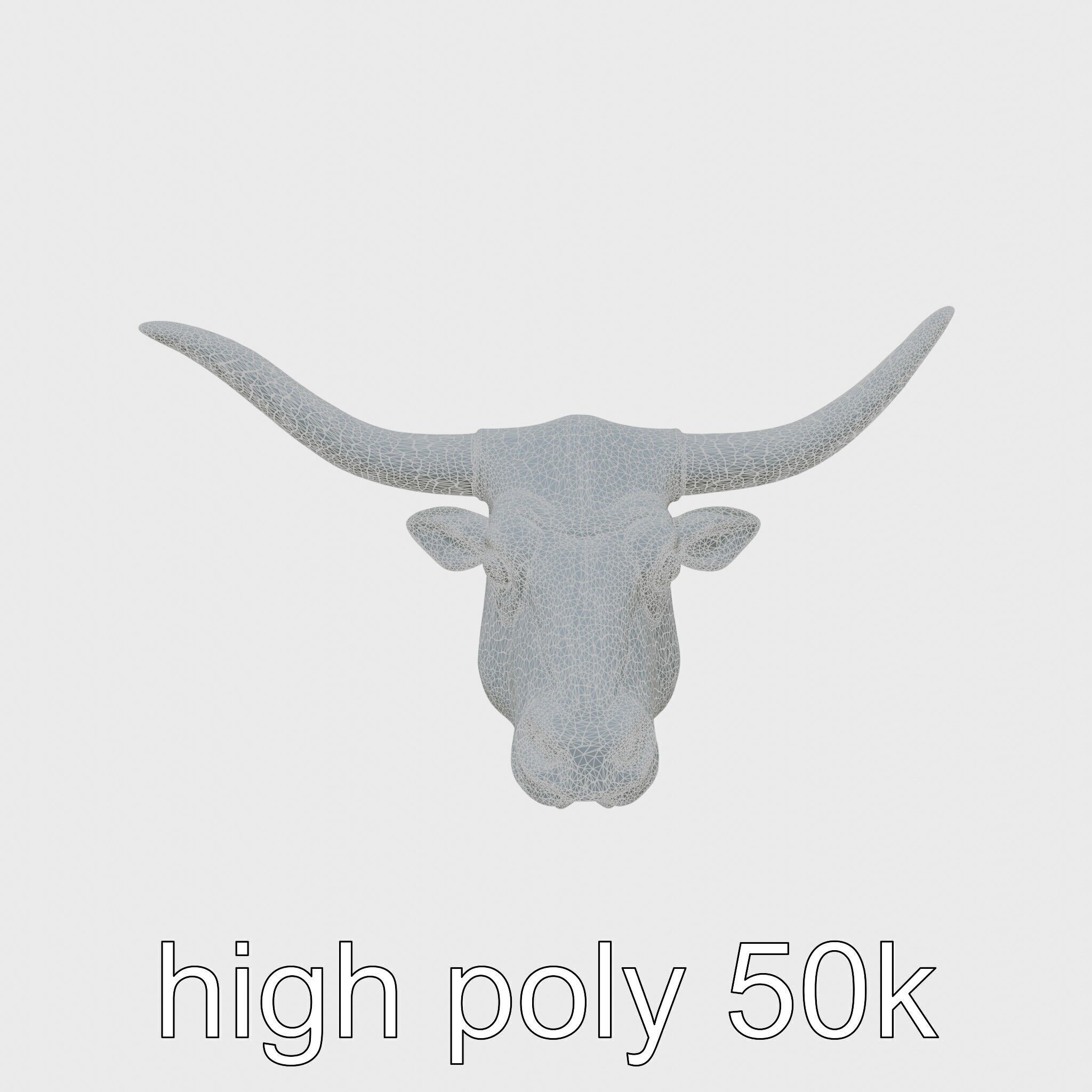 Lone Star Longhorn Bull Head Sculpture Low-poly 3D model_26