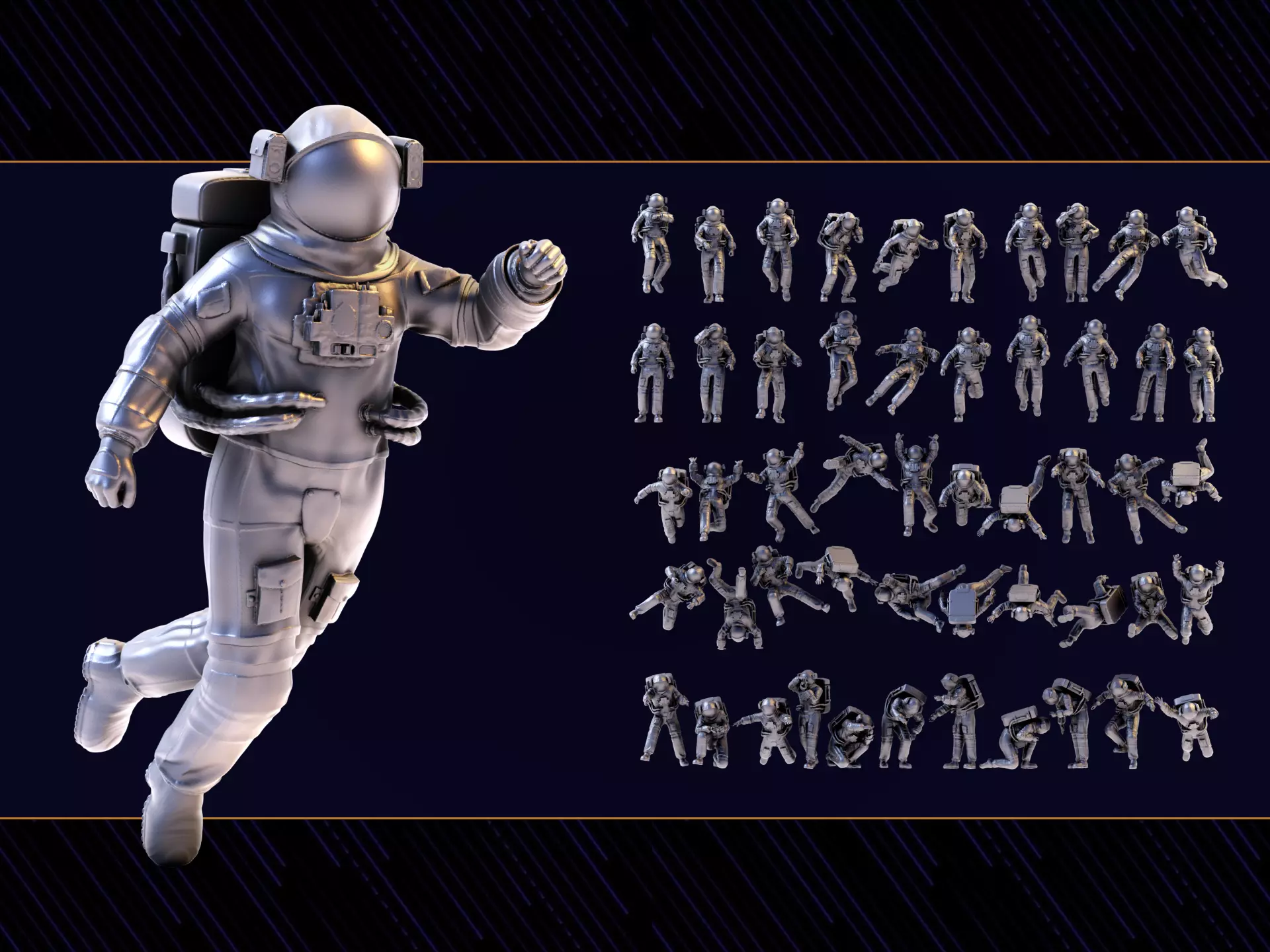 50 astronaut 3D Model Pack