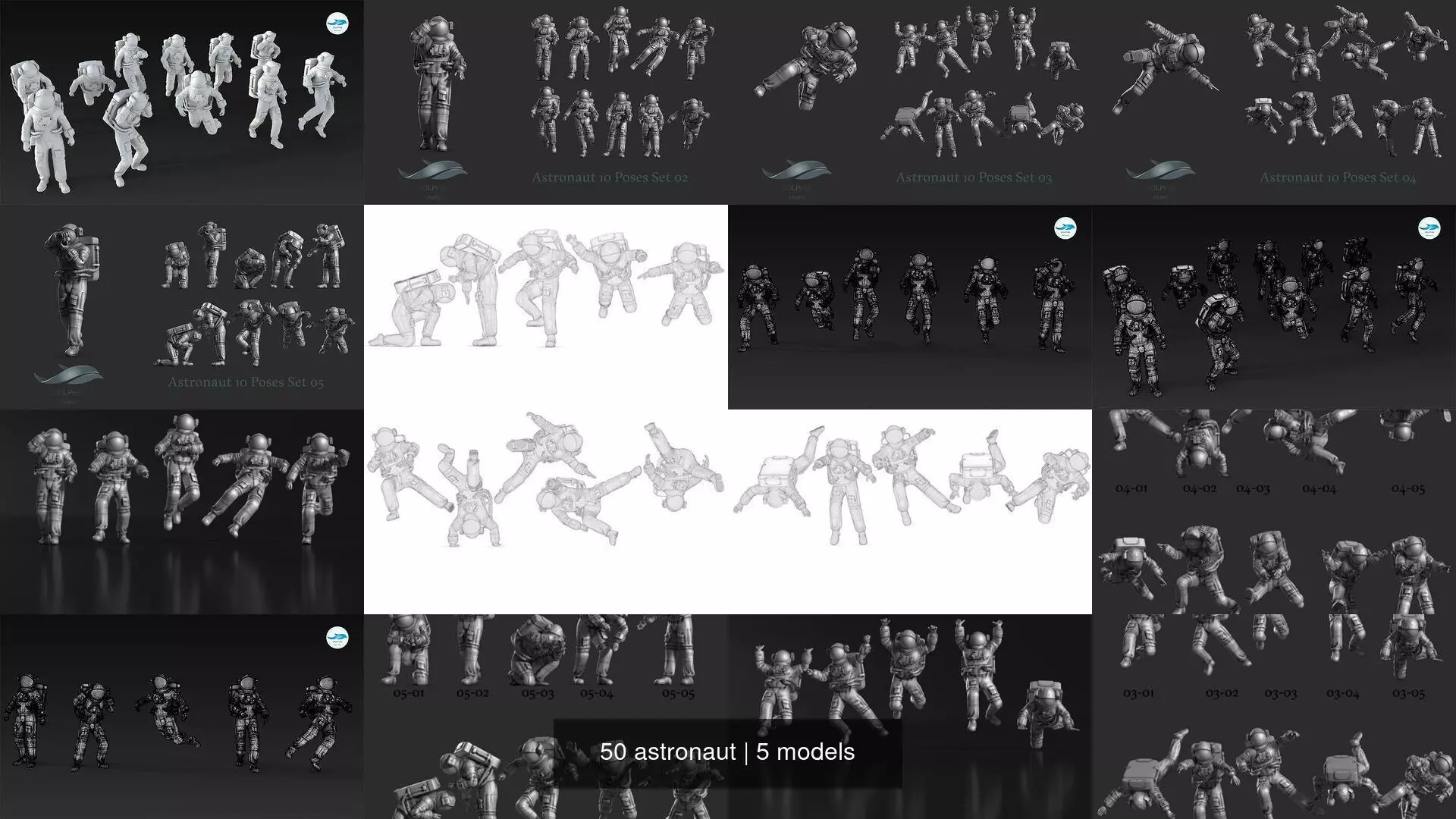 50 astronaut 3D Model Collection_0