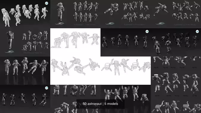 50 astronaut 3D Model Collection