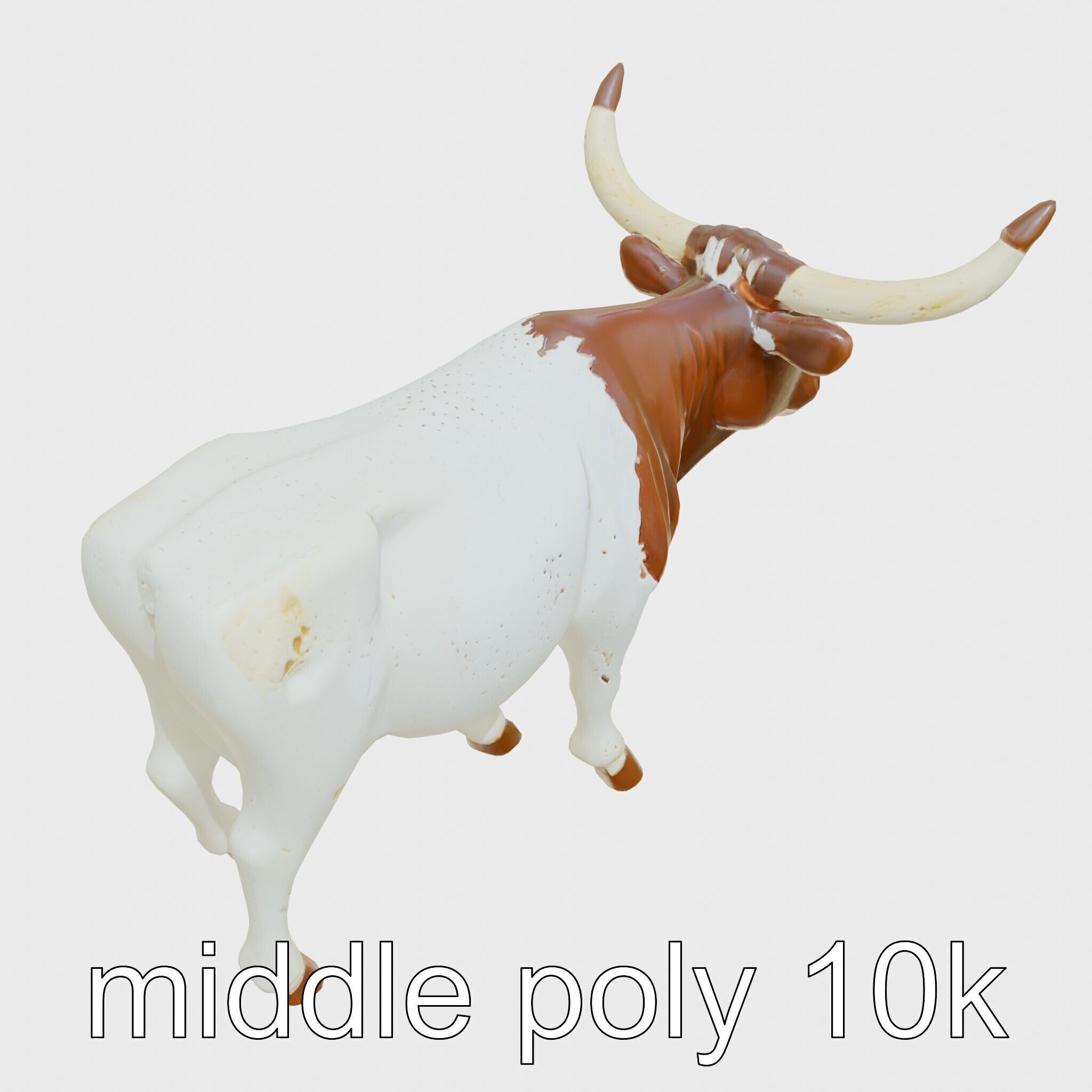 Texas Longhorn Bull Miniature Model Low-poly 3D model_25