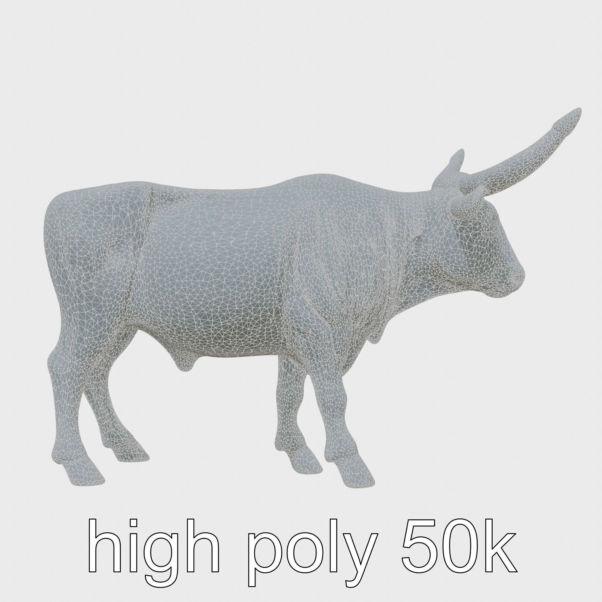 Texas Longhorn Bull Miniature Model Low-poly 3D model_30