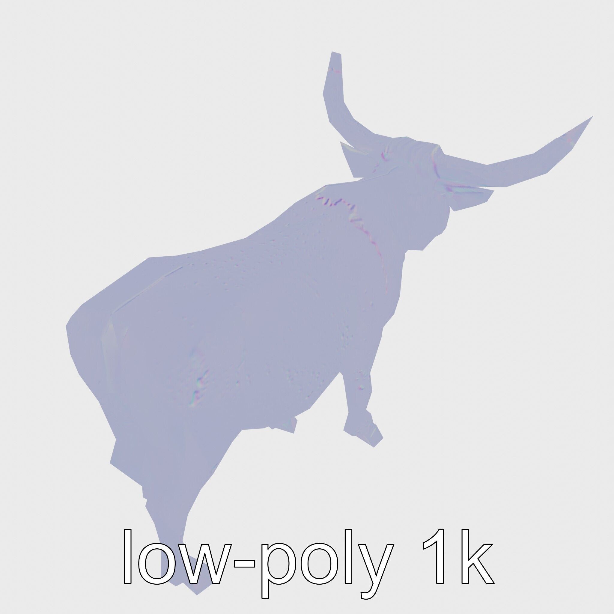 Texas Longhorn Bull Miniature Model Low-poly 3D model_14