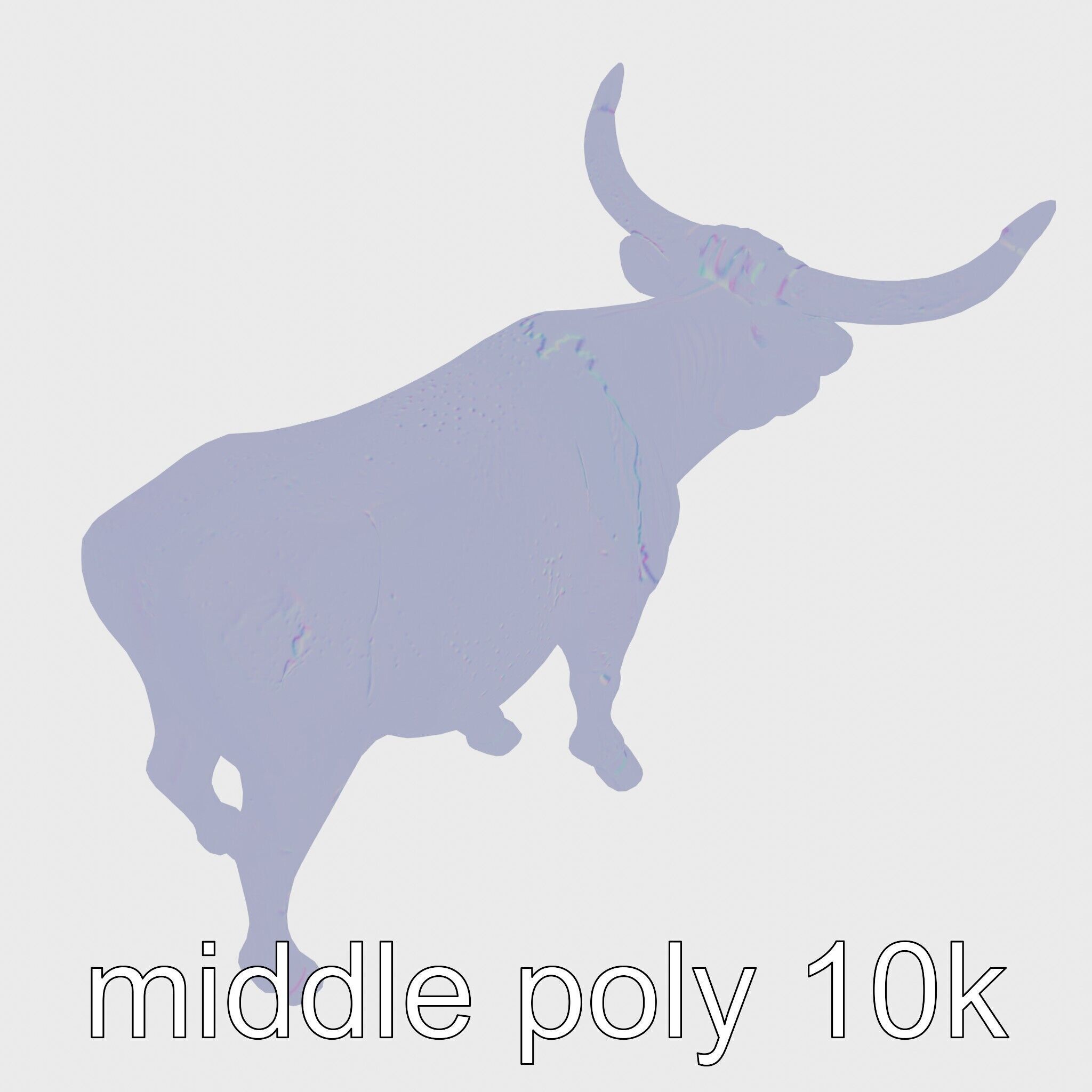 Texas Longhorn Bull Miniature Model Low-poly 3D model_31