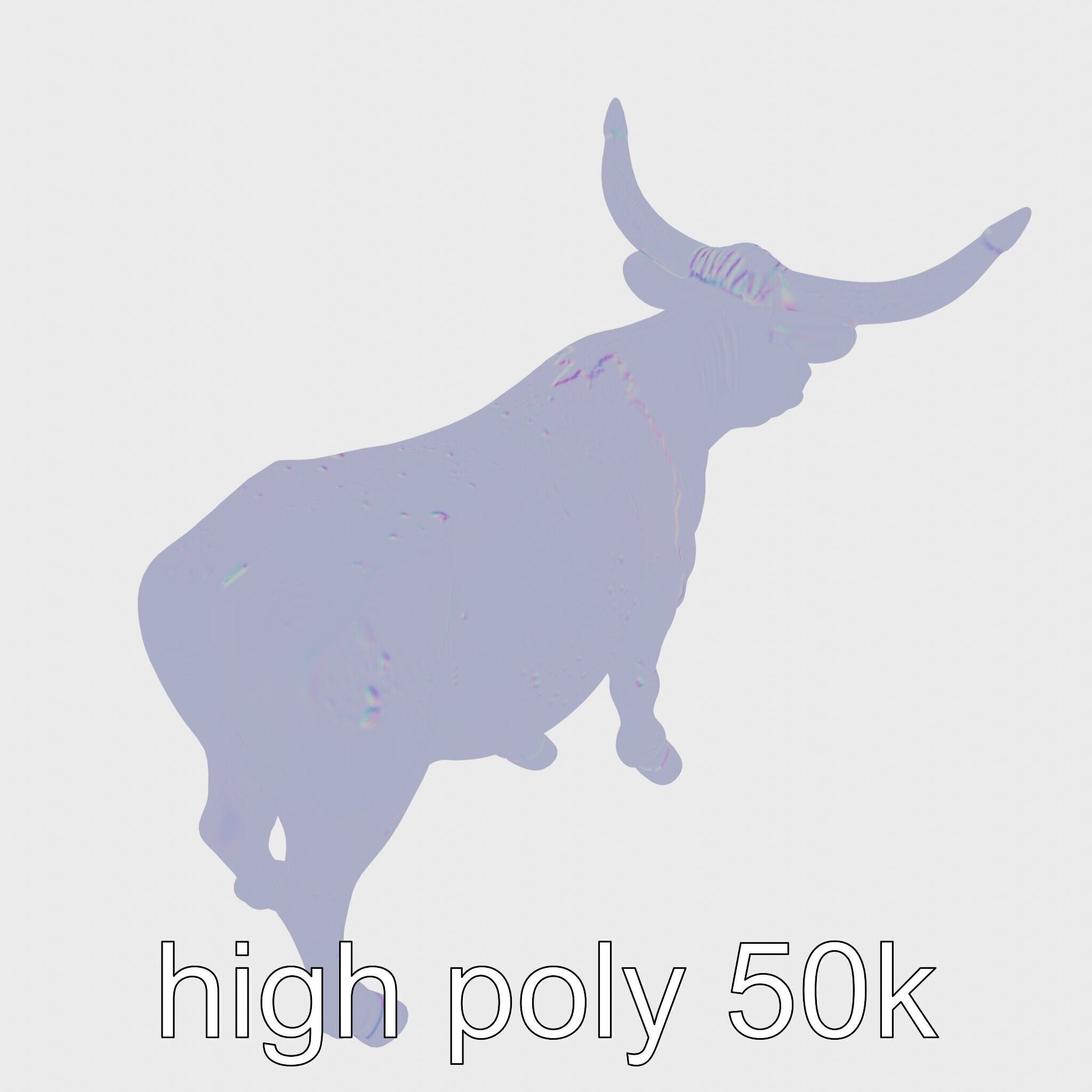 Texas Longhorn Bull Miniature Model Low-poly 3D model_27