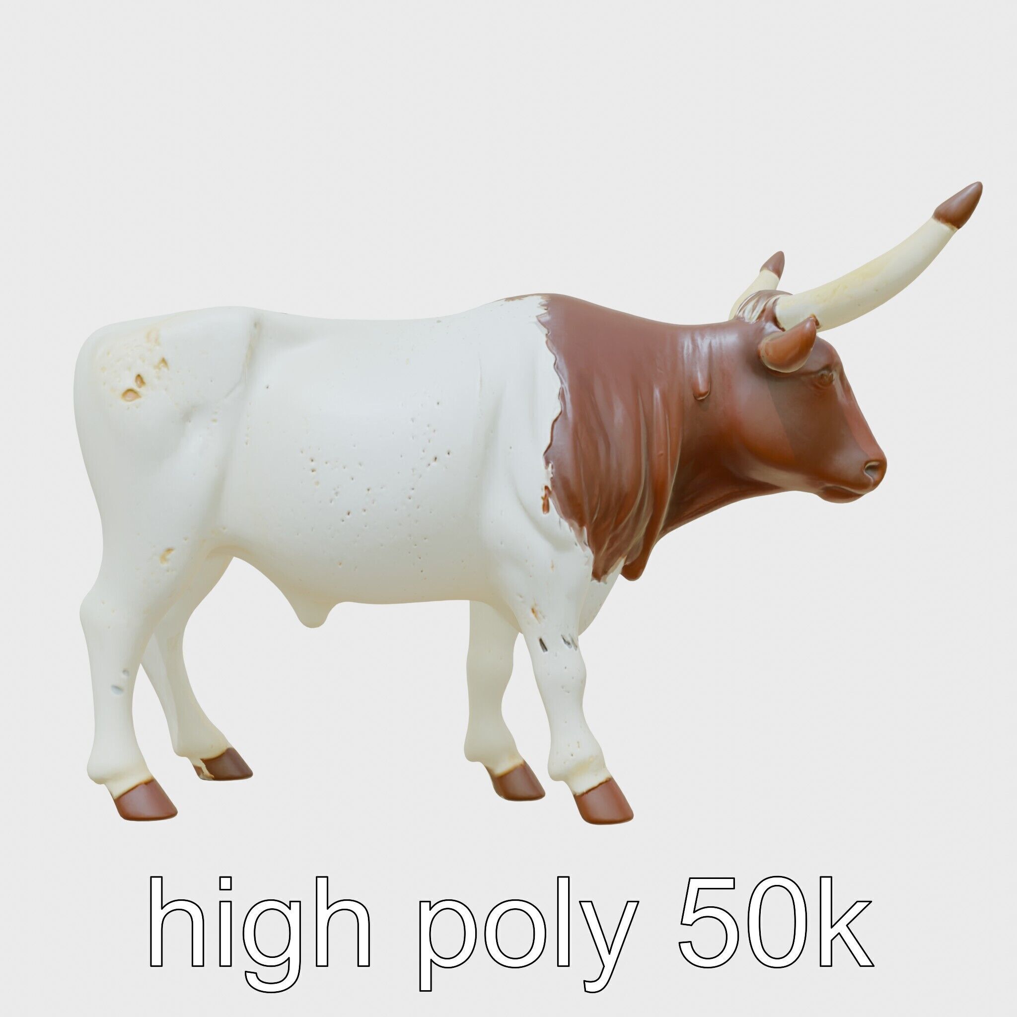 Texas Longhorn Bull Miniature Model Low-poly 3D model_17