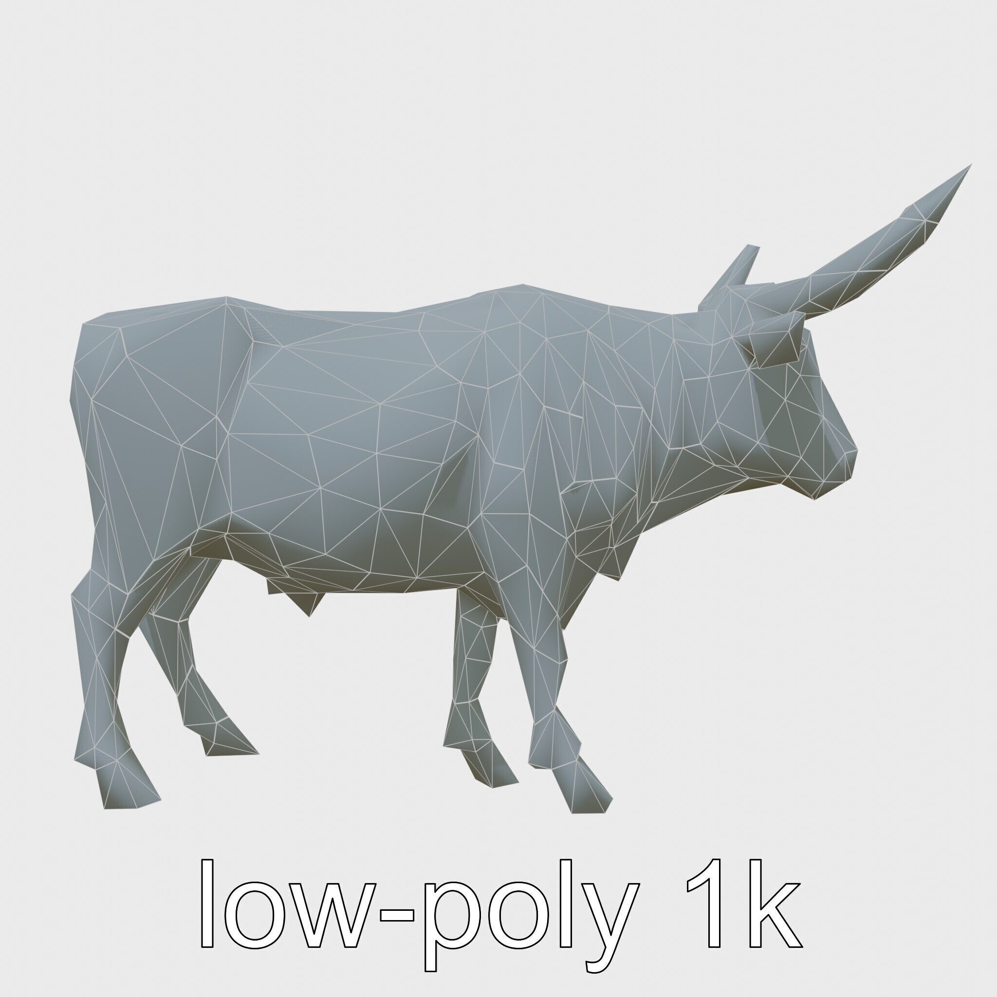 Texas Longhorn Bull Miniature Model Low-poly 3D model_10