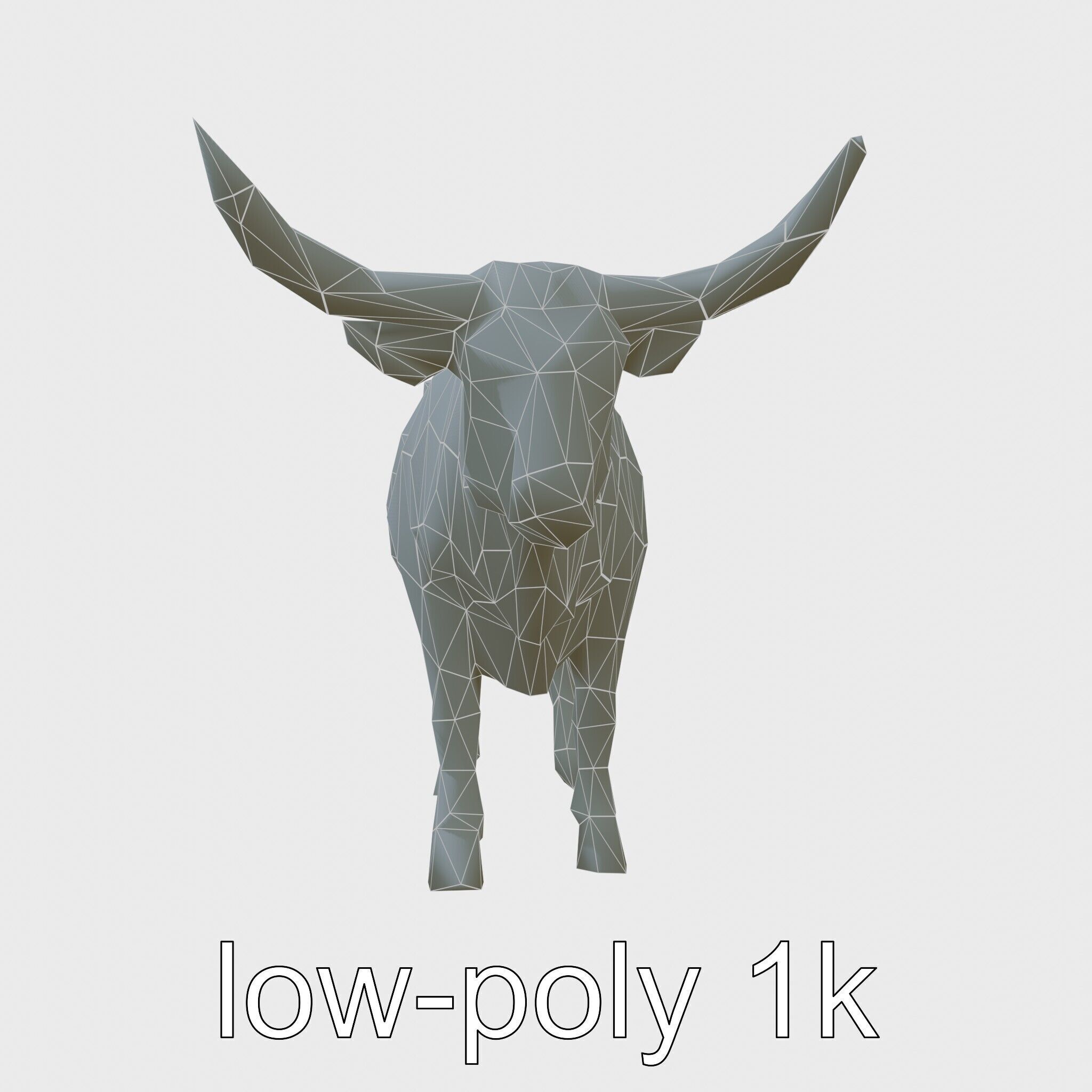 Texas Longhorn Bull Miniature Model Low-poly 3D model_20