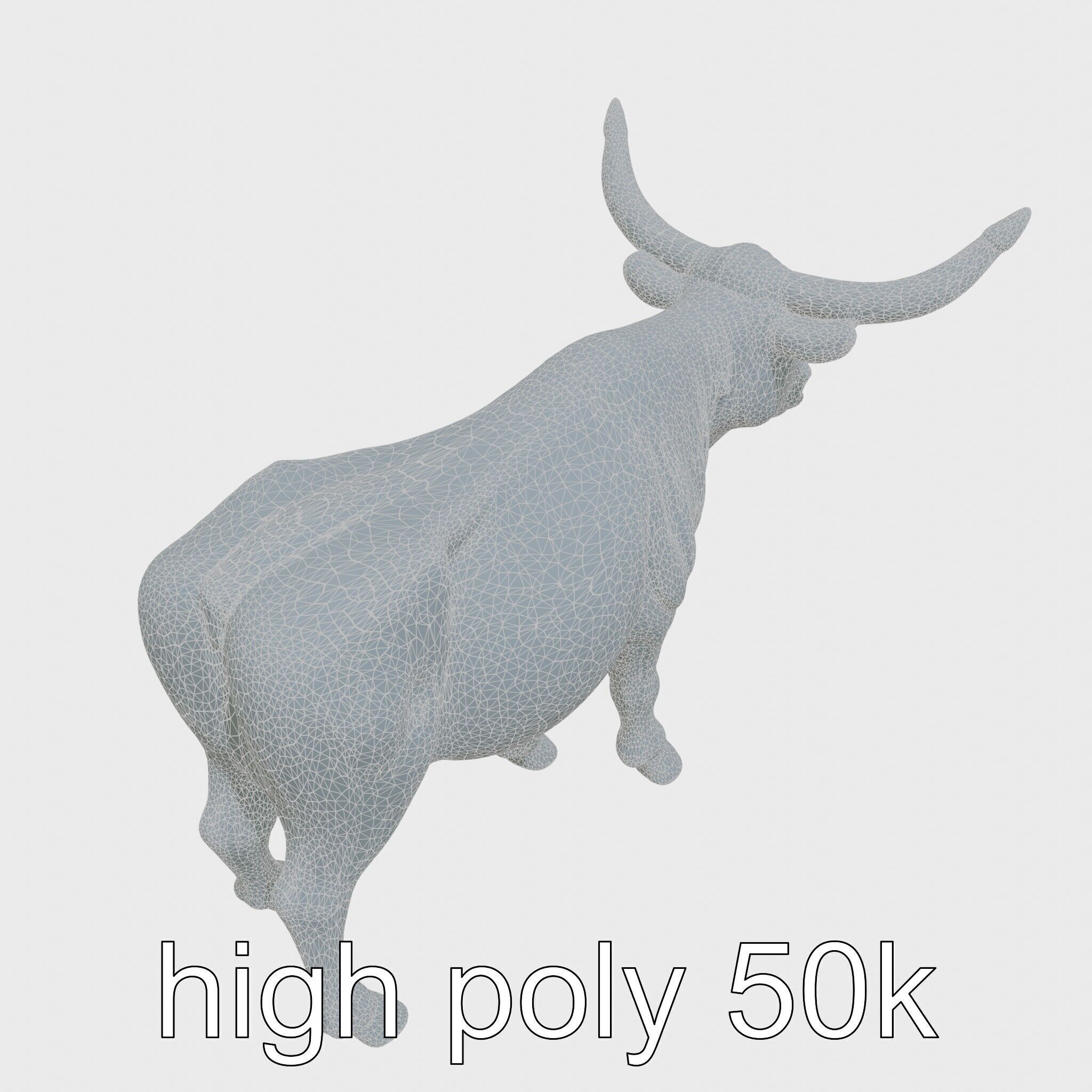 Texas Longhorn Bull Miniature Model Low-poly 3D model_26