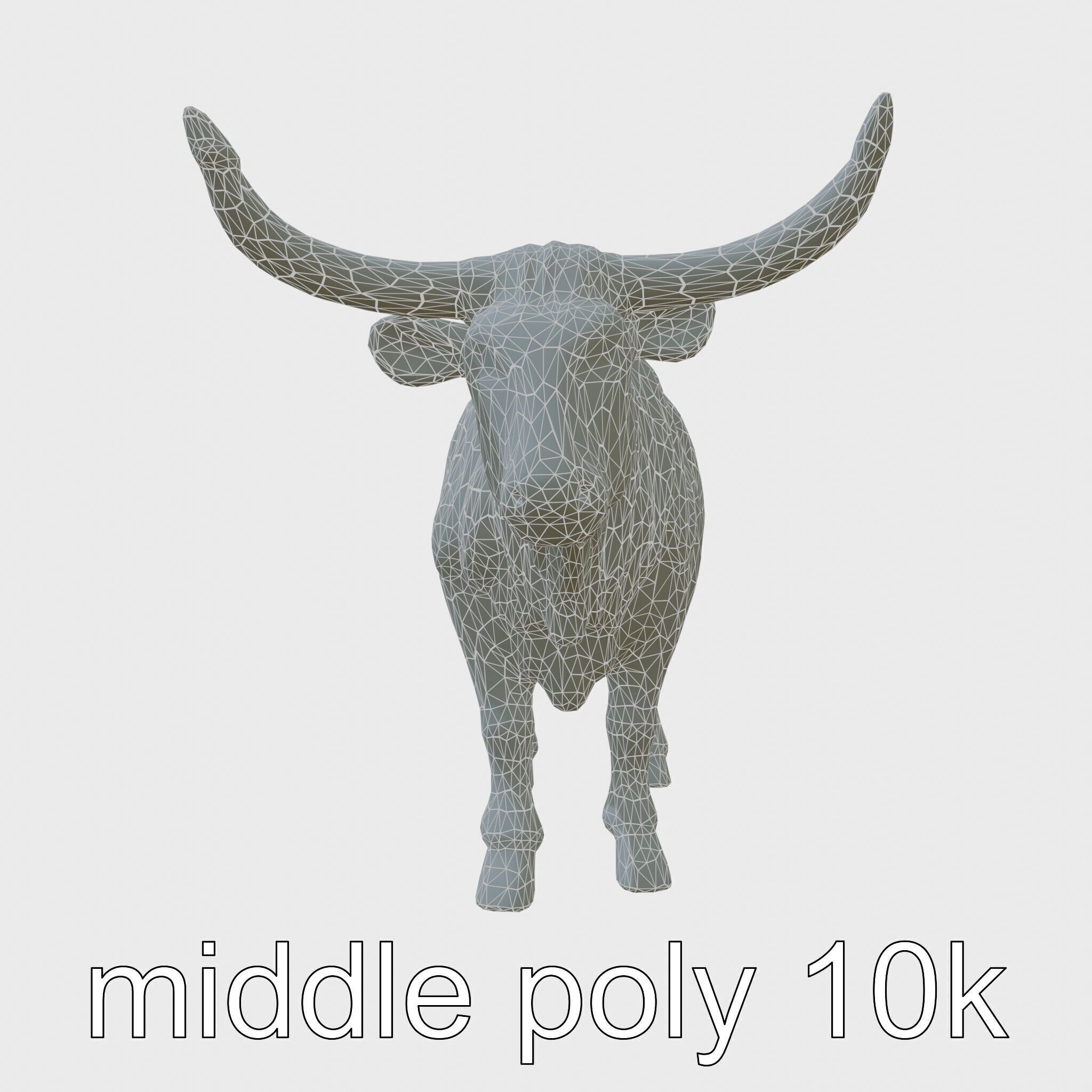 Texas Longhorn Bull Miniature Model Low-poly 3D model_21
