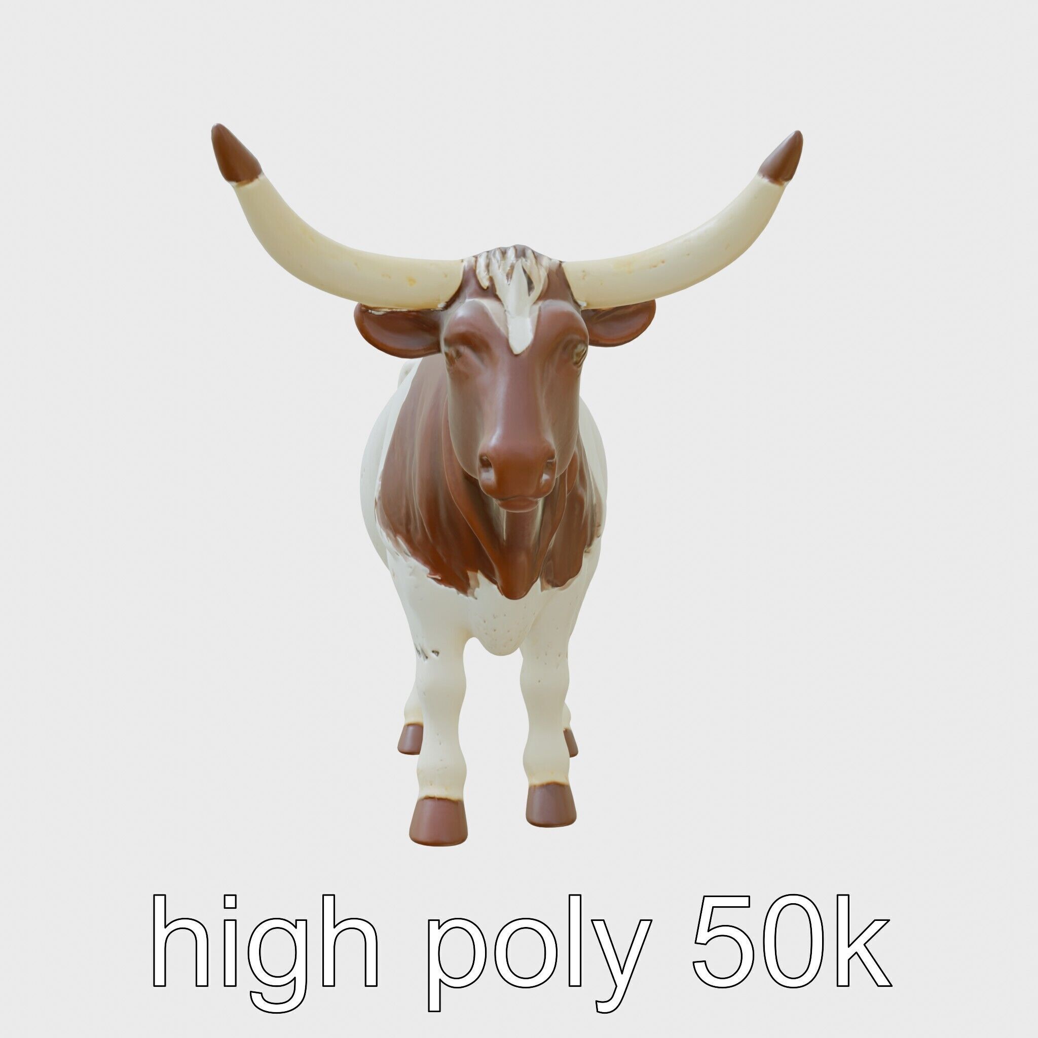 Texas Longhorn Bull Miniature Model Low-poly 3D model_5