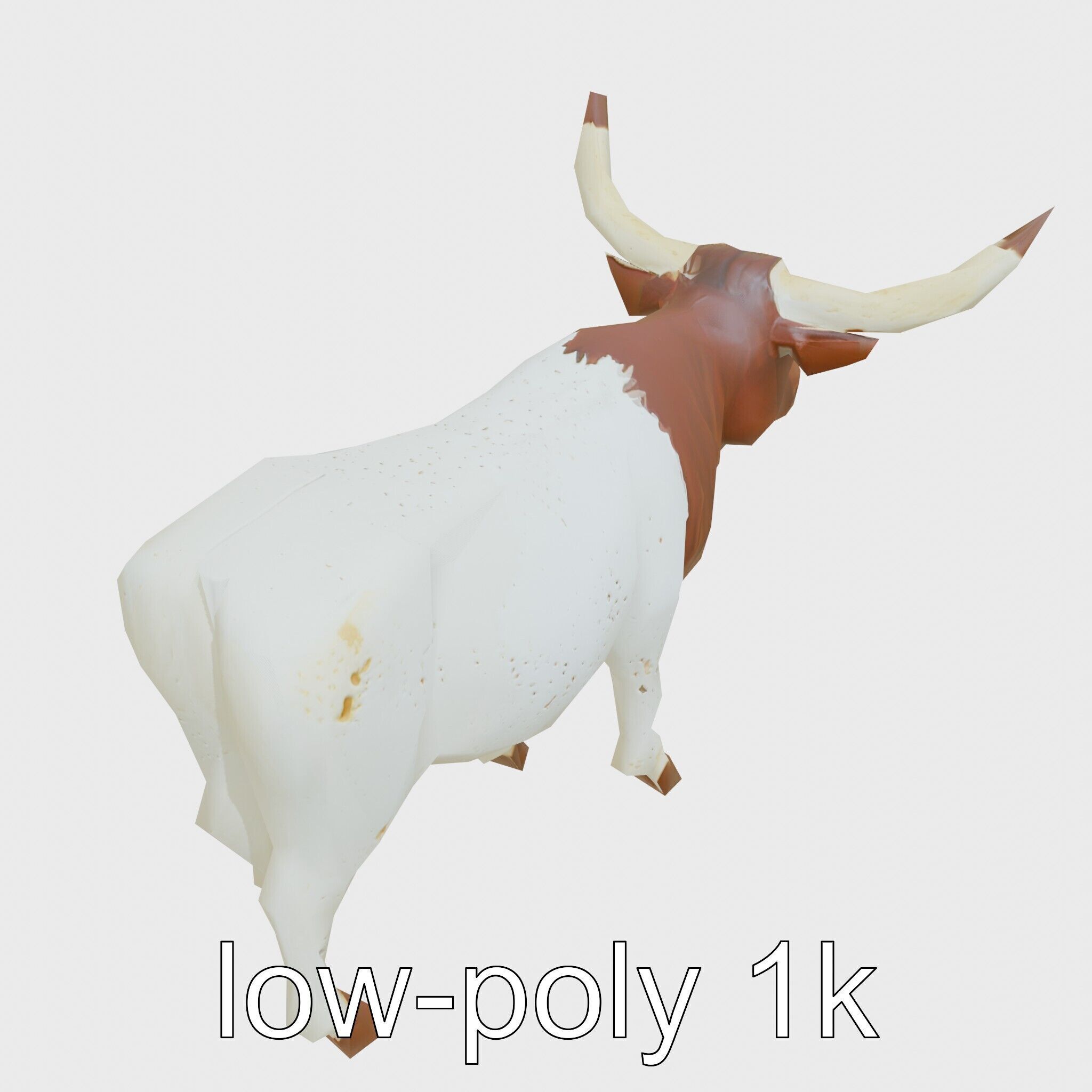 Texas Longhorn Bull Miniature Model Low-poly 3D model_18
