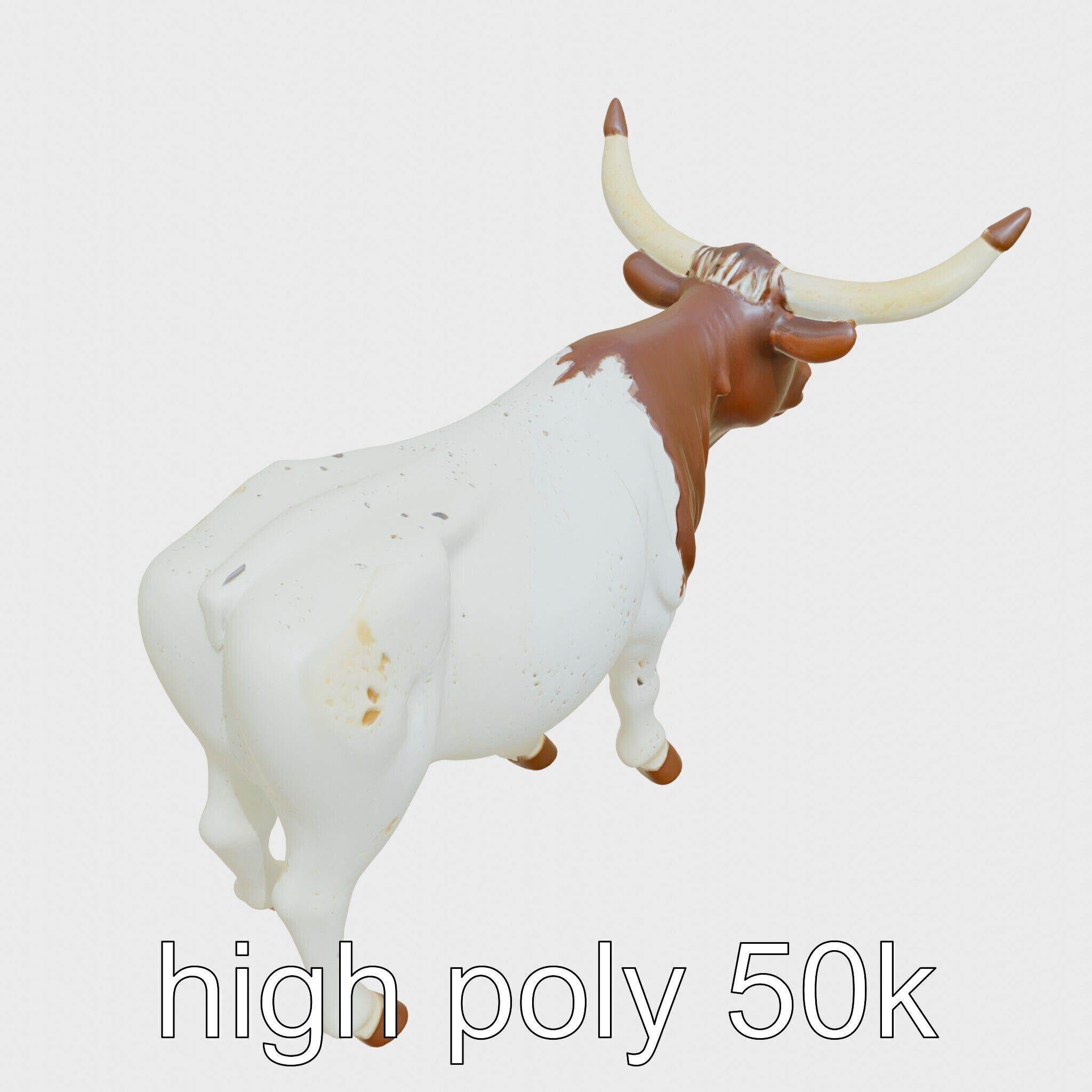 Texas Longhorn Bull Miniature Model Low-poly 3D model_11