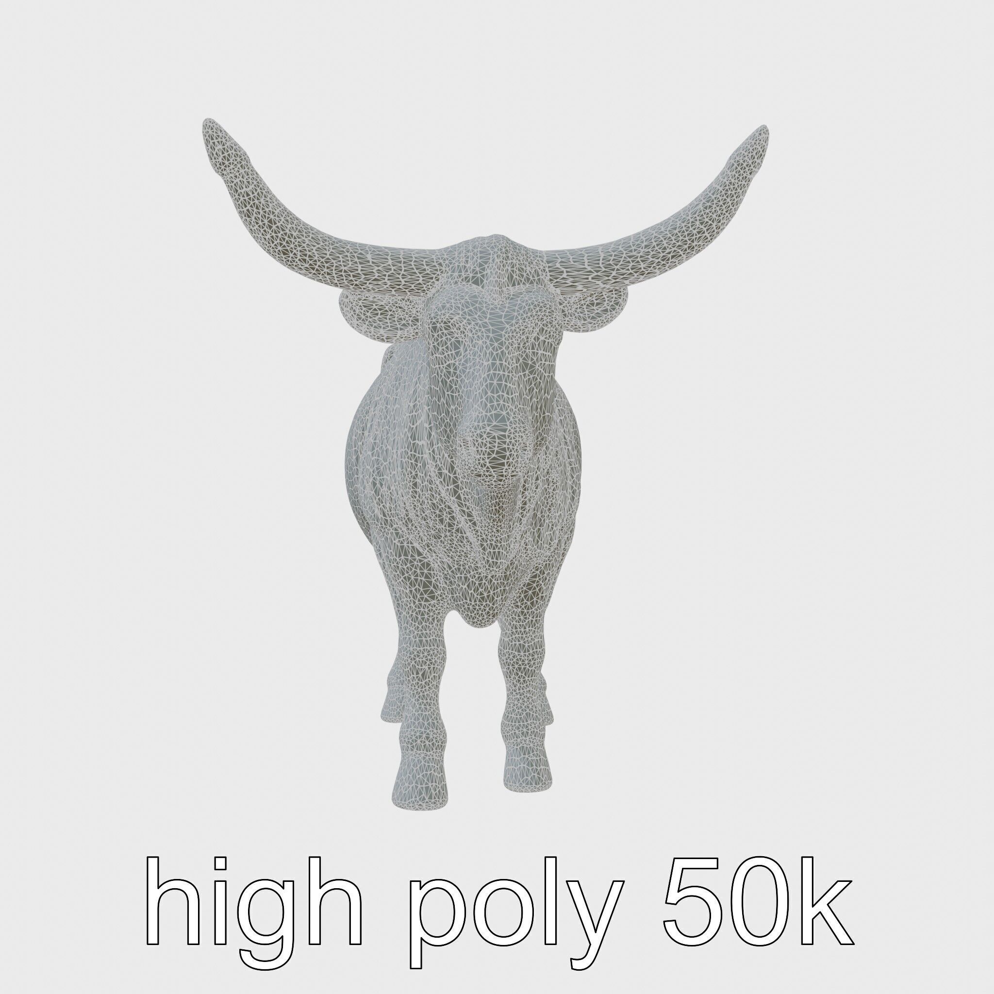 Texas Longhorn Bull Miniature Model Low-poly 3D model_8
