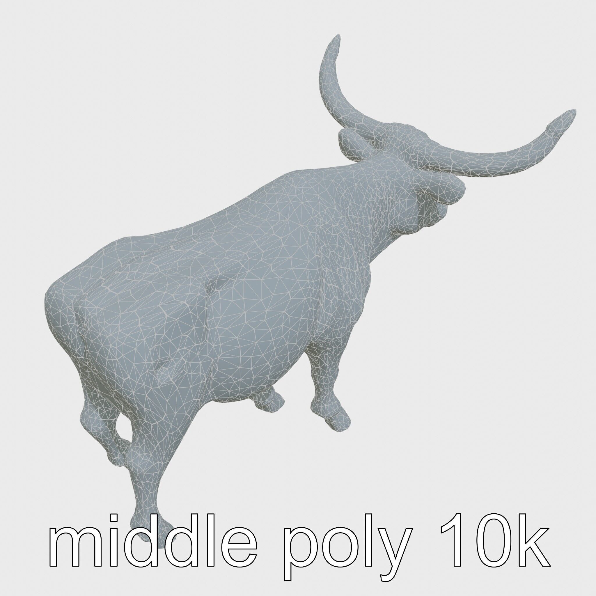 Texas Longhorn Bull Miniature Model Low-poly 3D model_28
