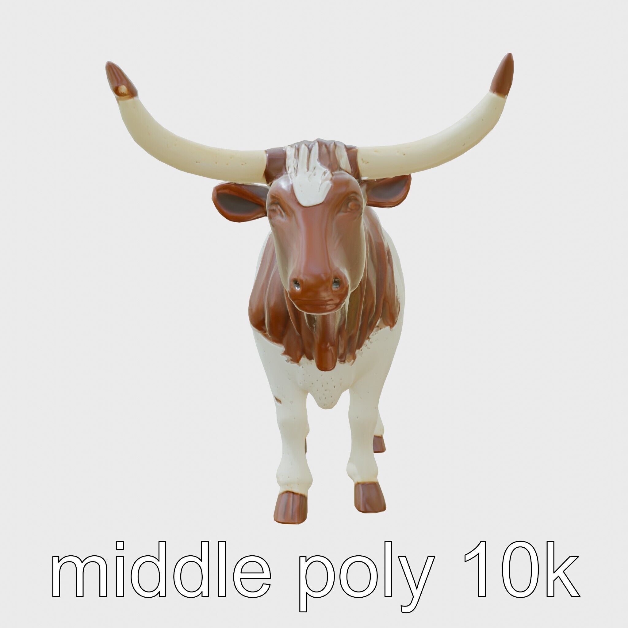 Texas Longhorn Bull Miniature Model Low-poly 3D model_15