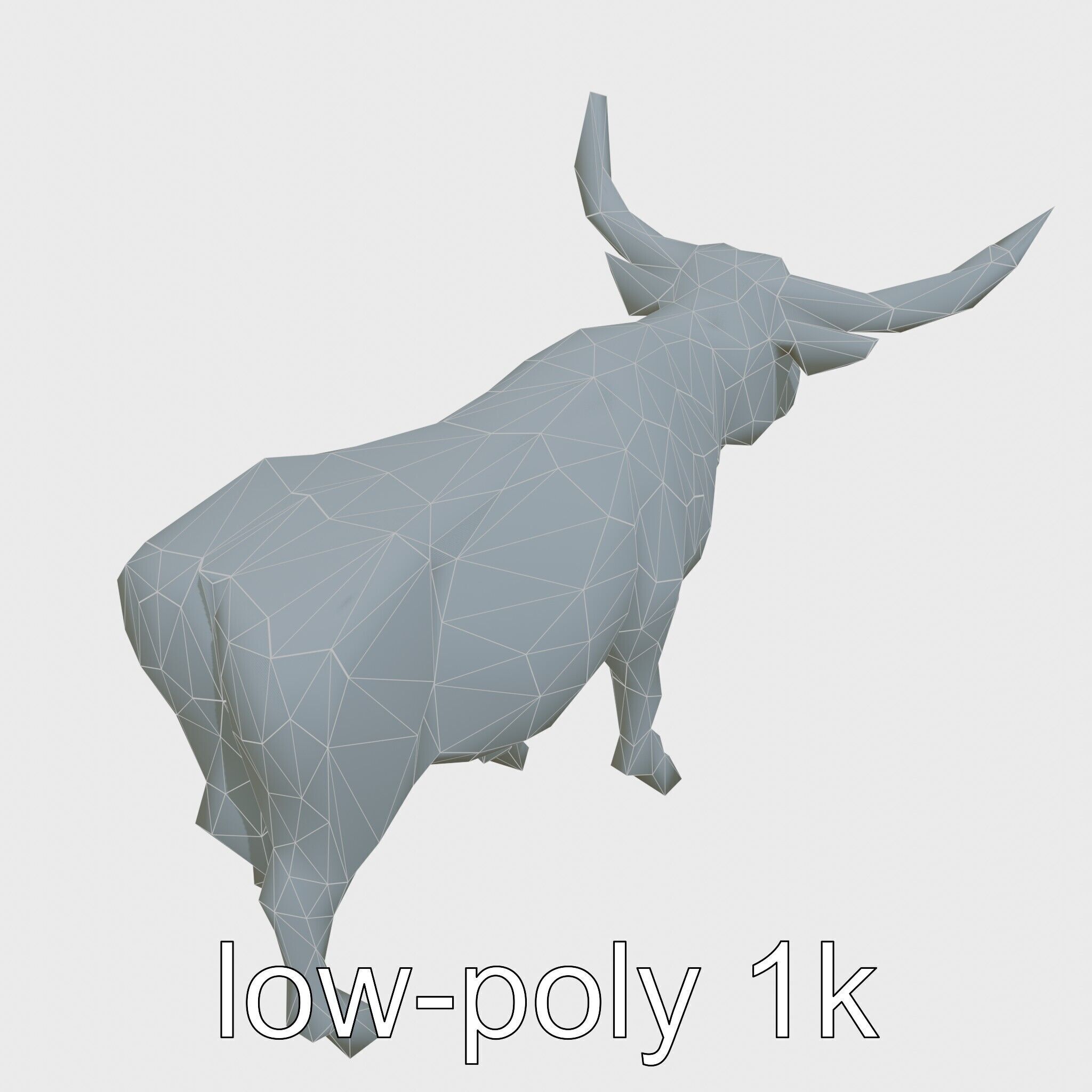 Texas Longhorn Bull Miniature Model Low-poly 3D model_22