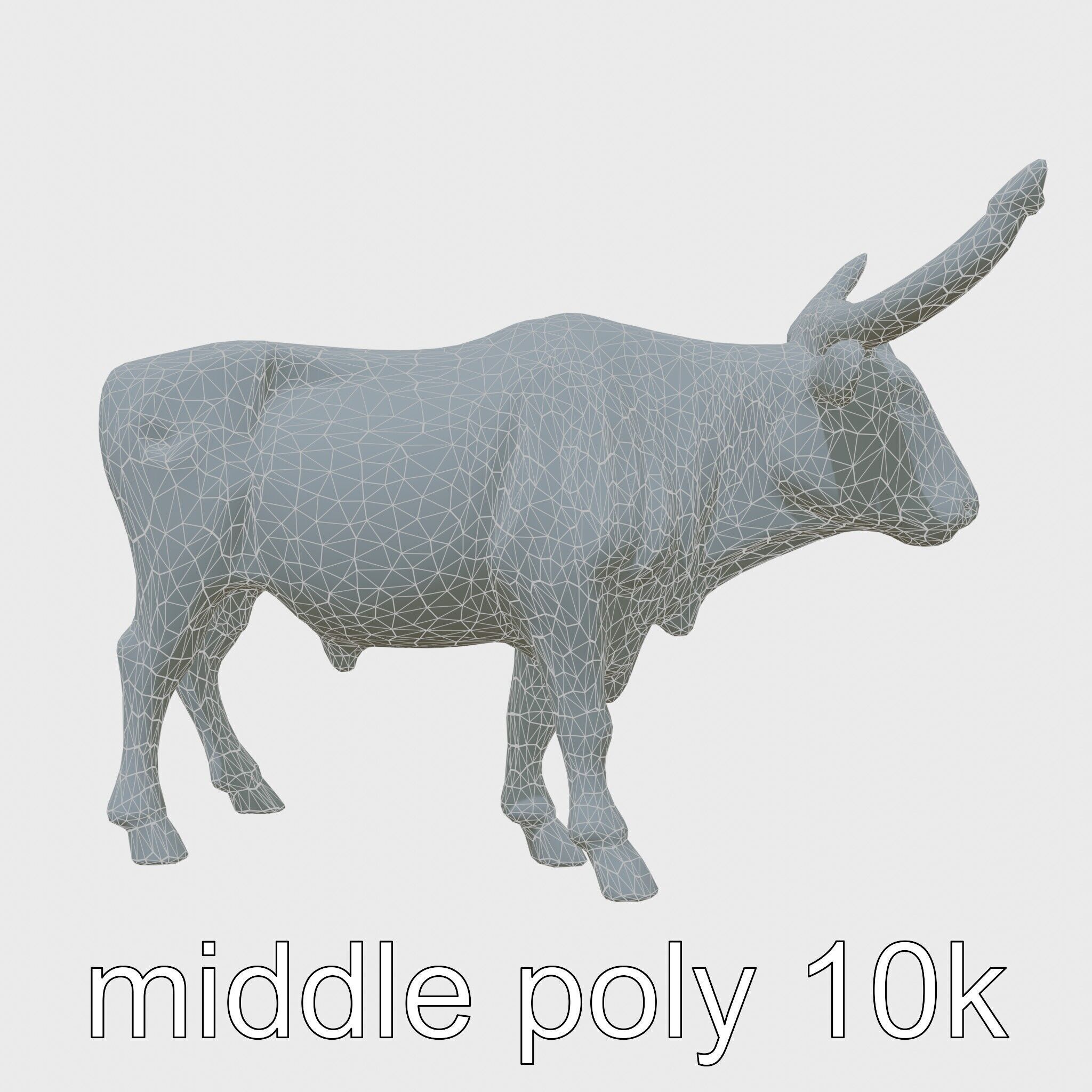 Texas Longhorn Bull Miniature Model Low-poly 3D model_9