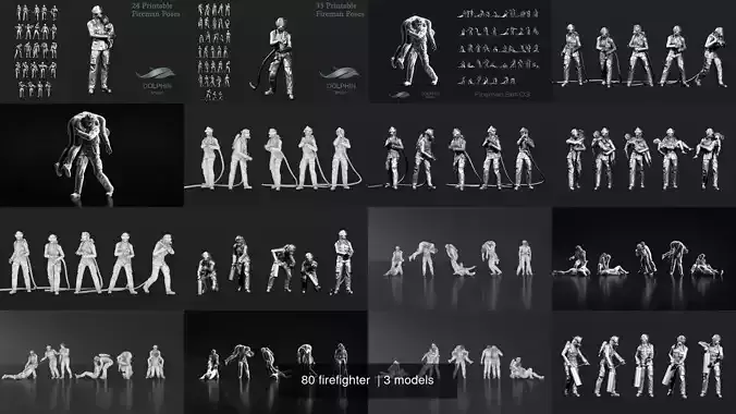 80 firefighter  3D Model Collection