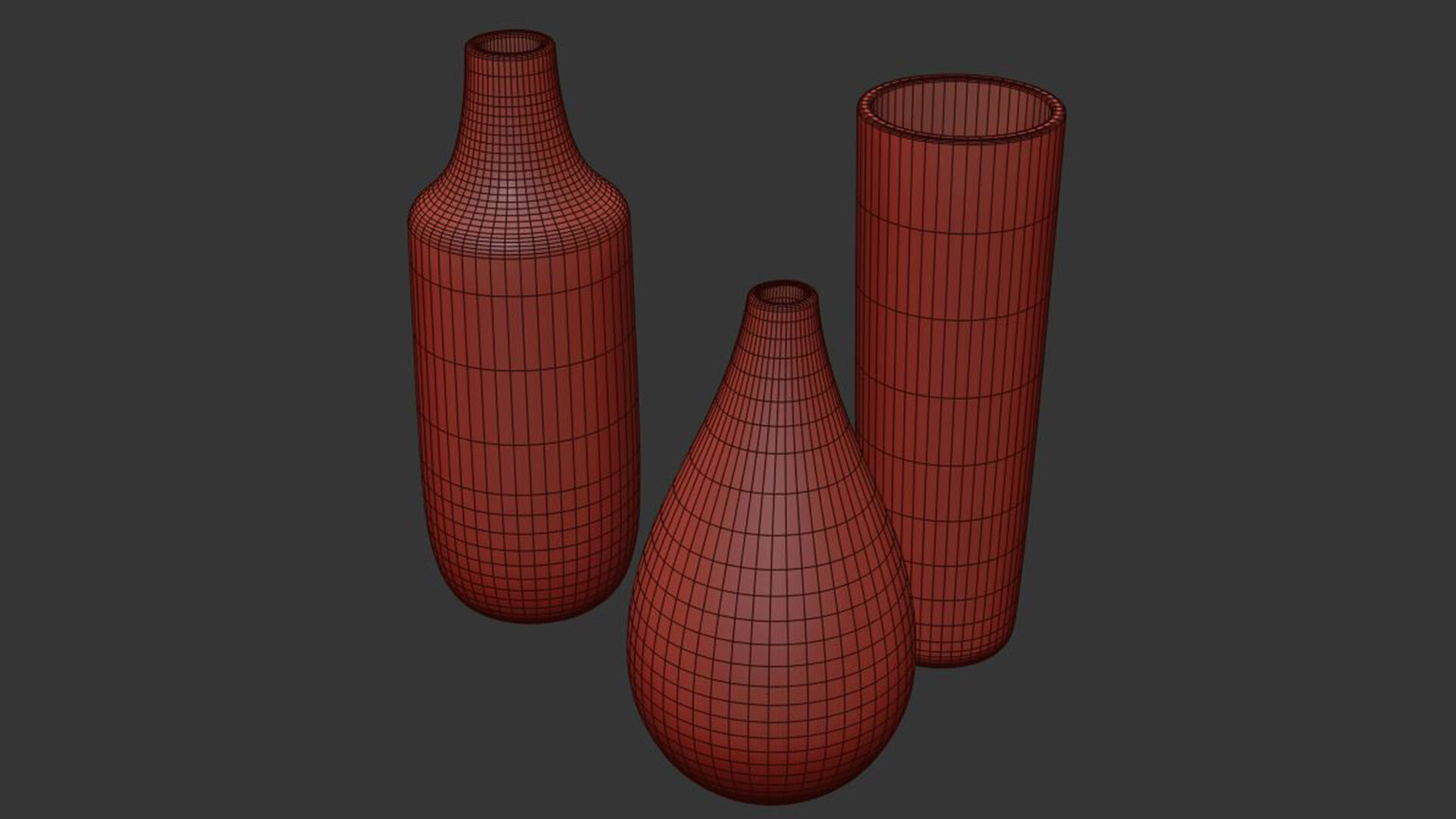 Set of 3 black and white patterned vases 3D model_7