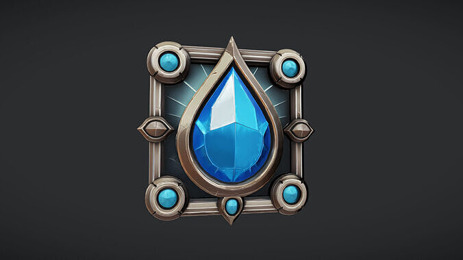 ornamental blue gem emblem 3D model