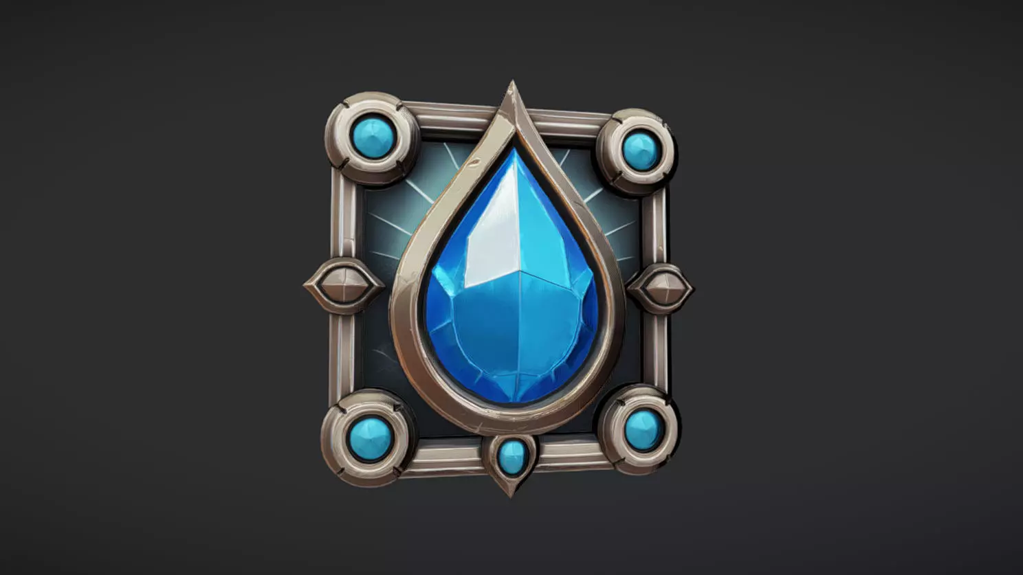 ornamental blue gem emblem 3D model_0