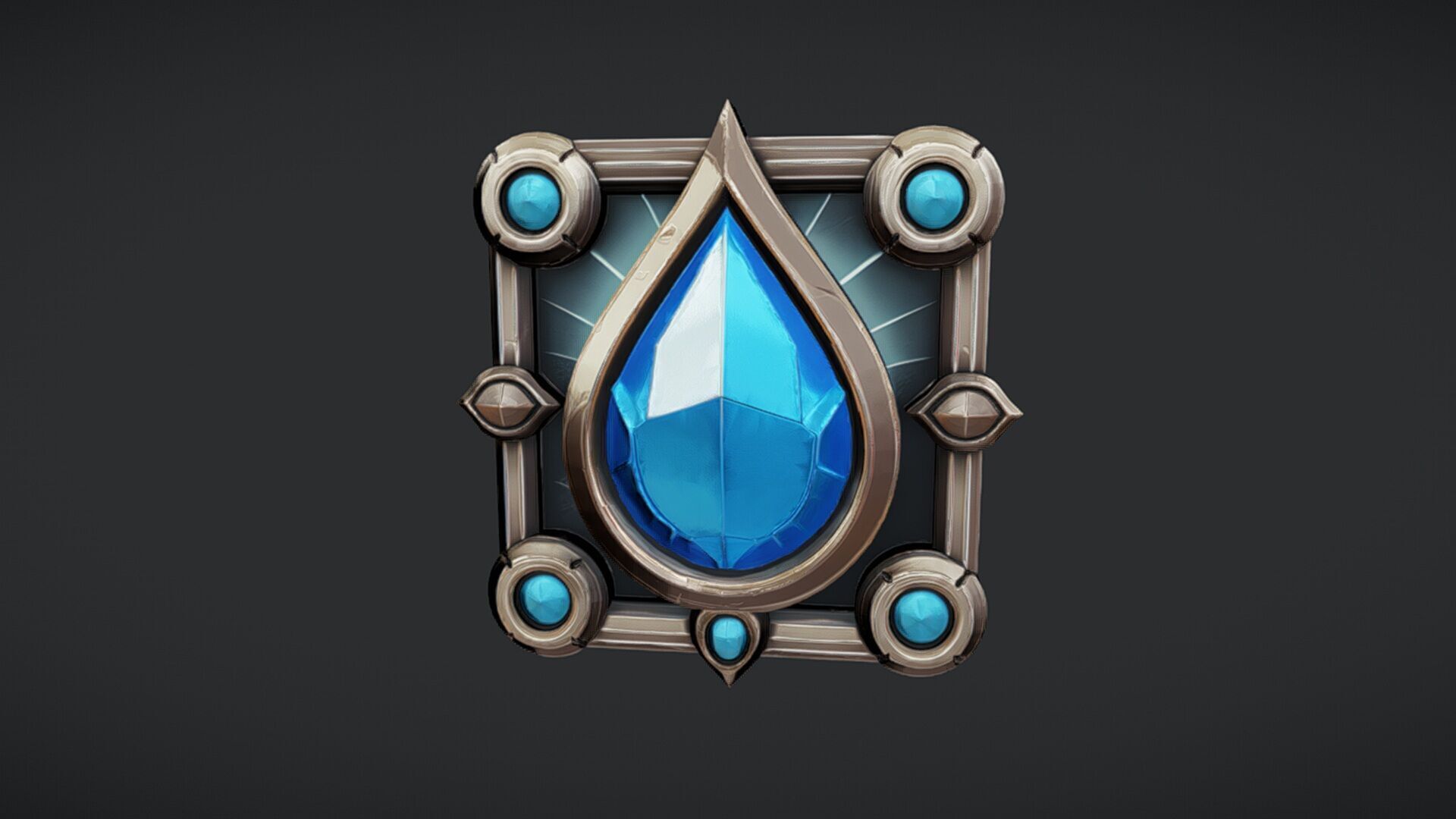 ornamental blue gem emblem 3D model_5