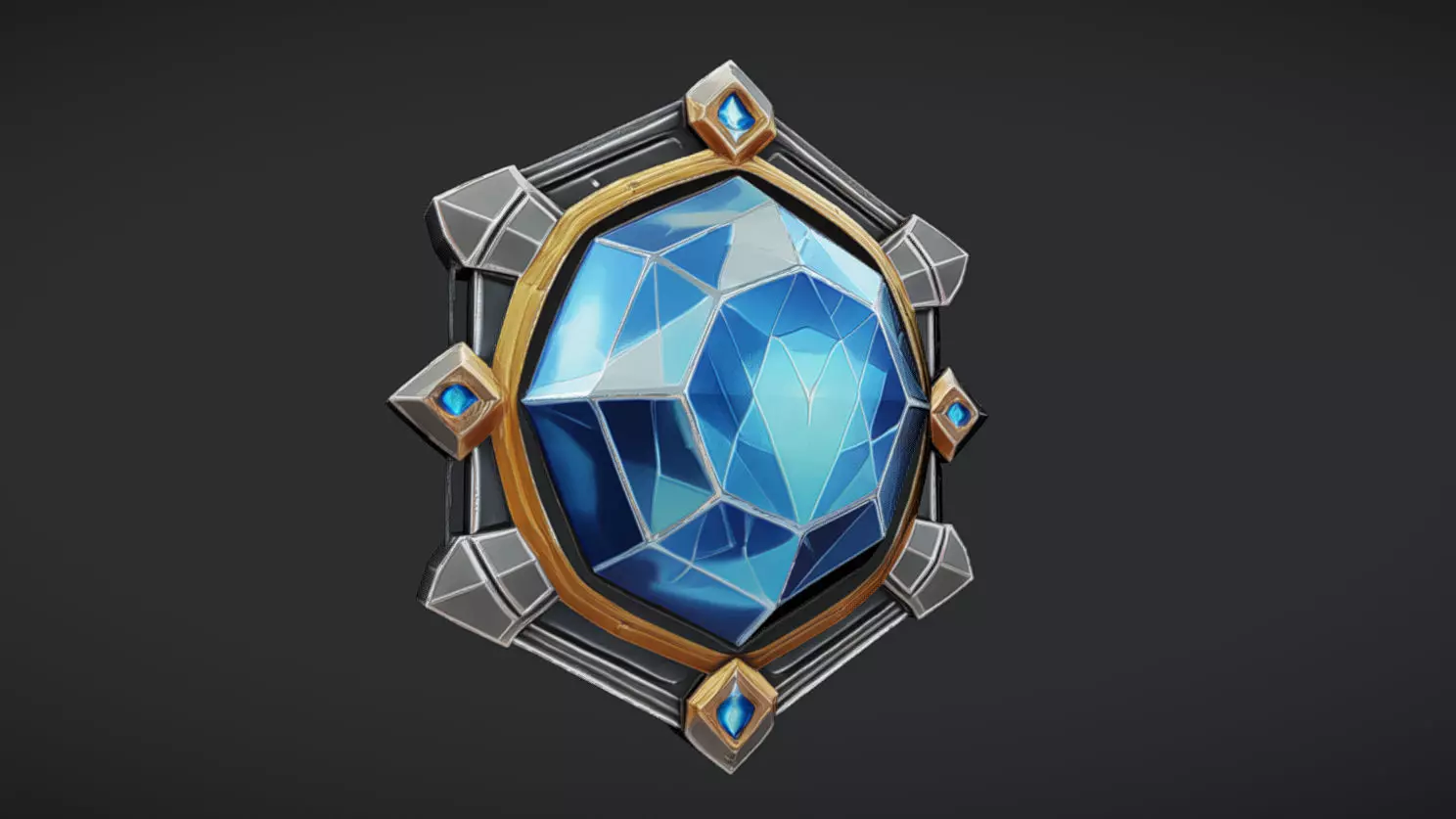 glowing blue gemstone in ornate setting 3D model_0