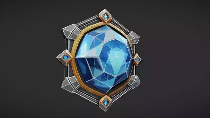 glowing blue gemstone in ornate setting