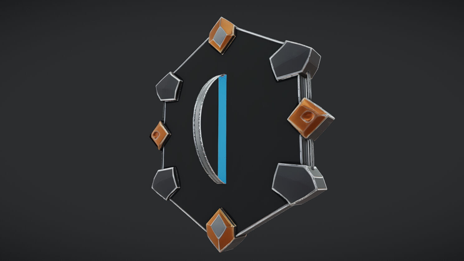 glowing blue gemstone in ornate setting 3D model_5