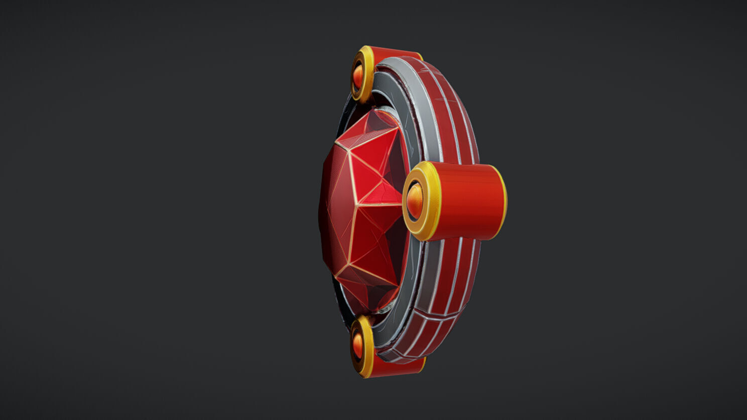 futuristic red gemstone device 3D model_2