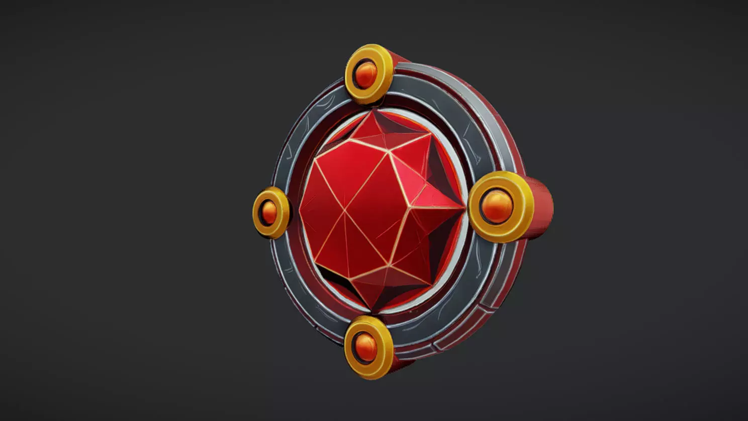 futuristic red gemstone device 3D model_0