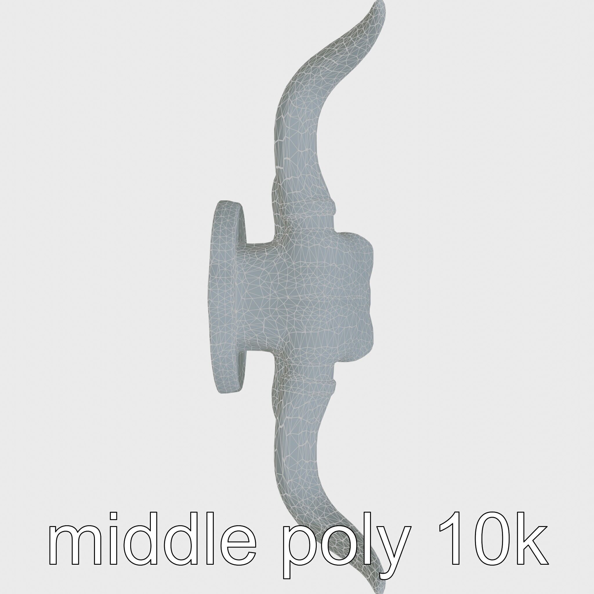 Westward Bull Head with Decorative Horns and Oak Mount Low-poly 3D model_28