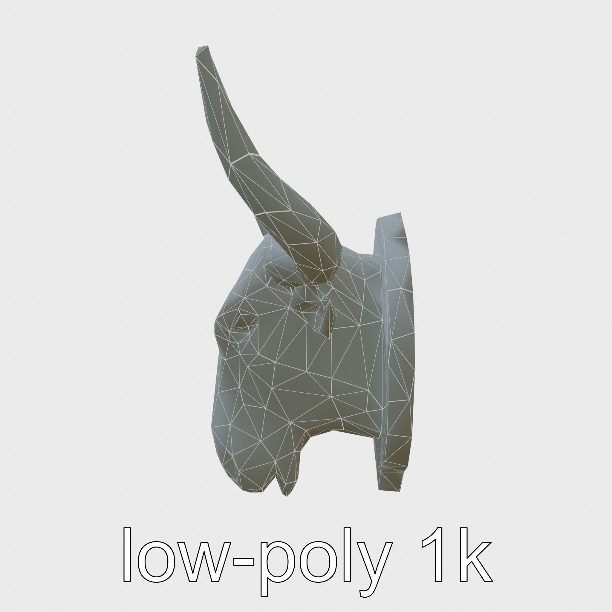 Westward Bull Head with Decorative Horns and Oak Mount Low-poly 3D model_10