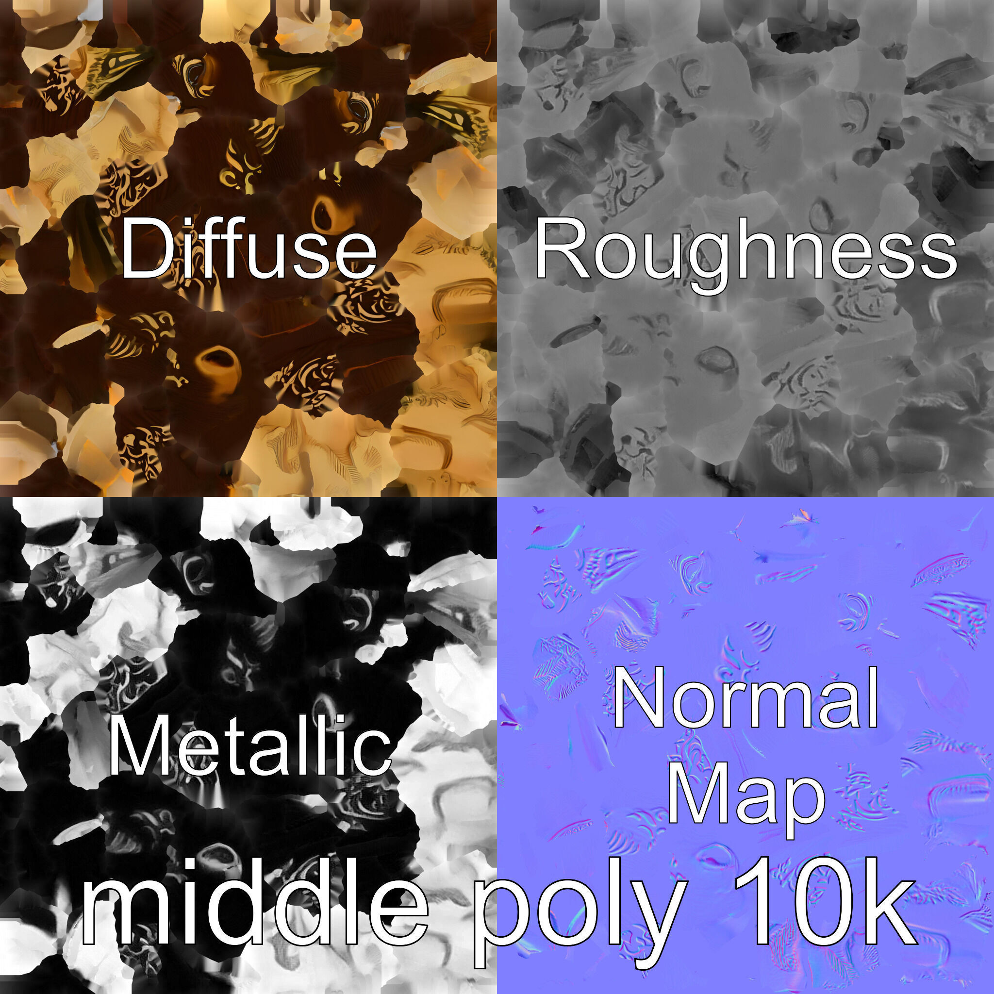 Westward Bull Head with Decorative Horns and Oak Mount Low-poly 3D model_32