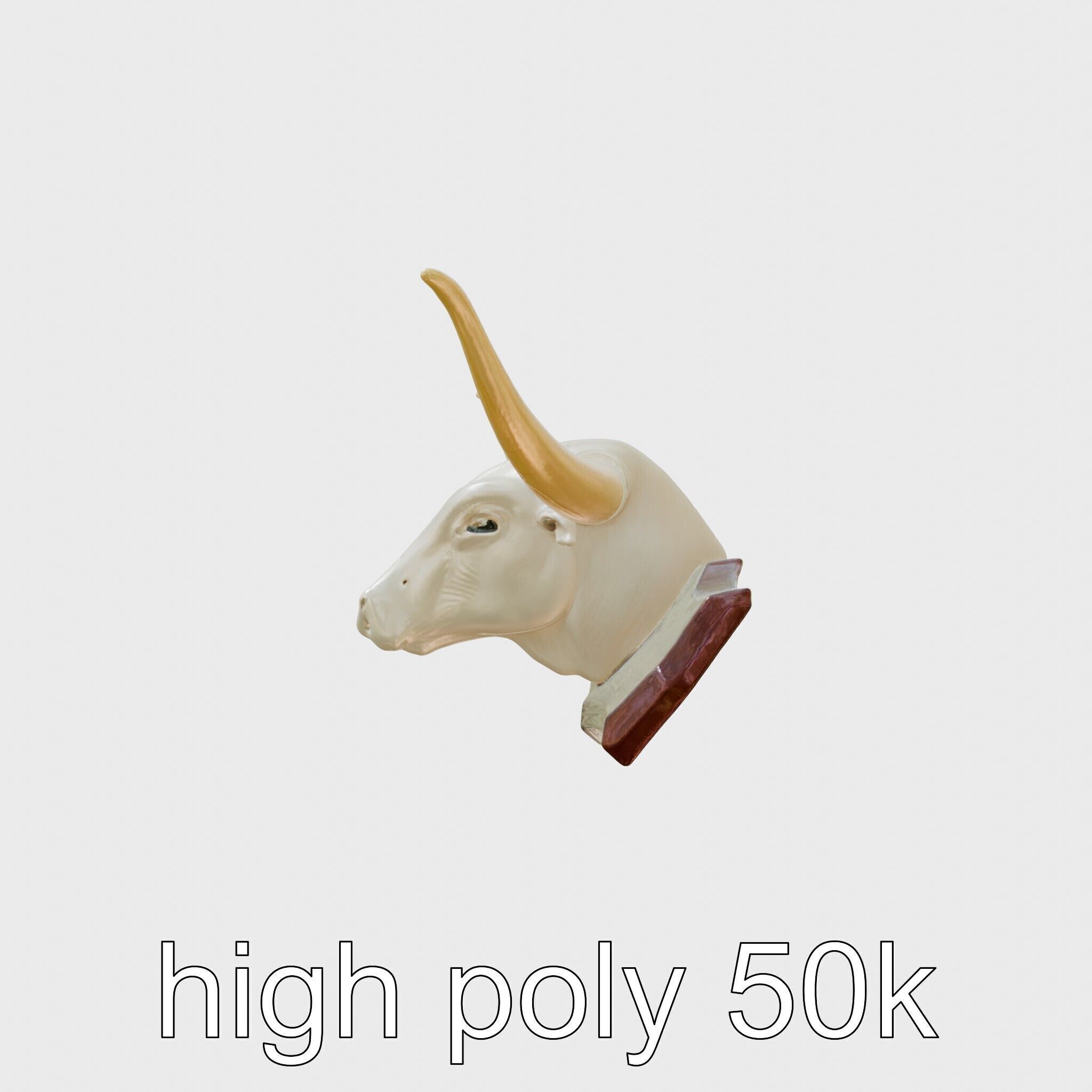 Longhorn Bull Trophy Western Heritage Model Low-poly 3D model_5
