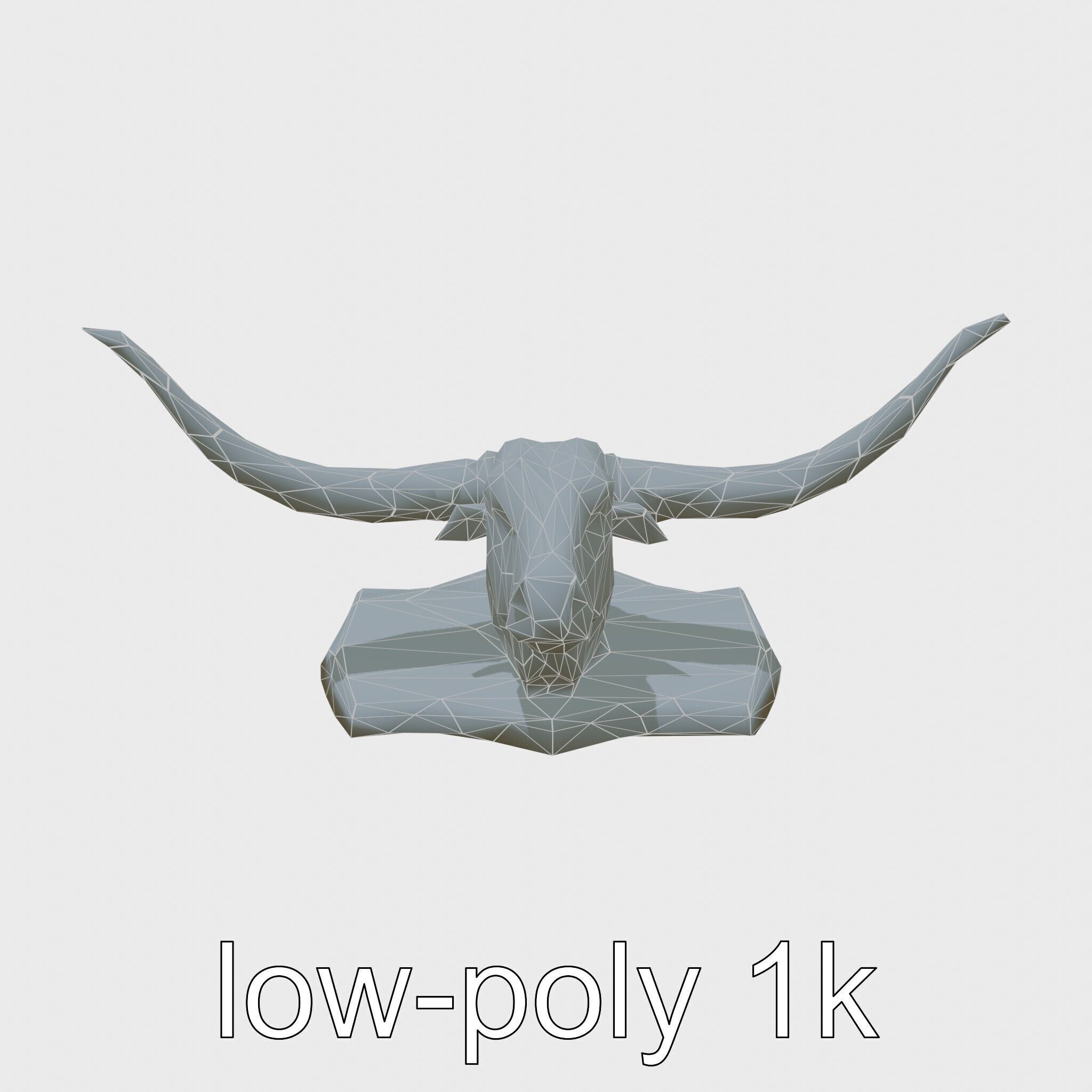 Longhorn Bull Trophy Western Heritage Model Low-poly 3D model_10