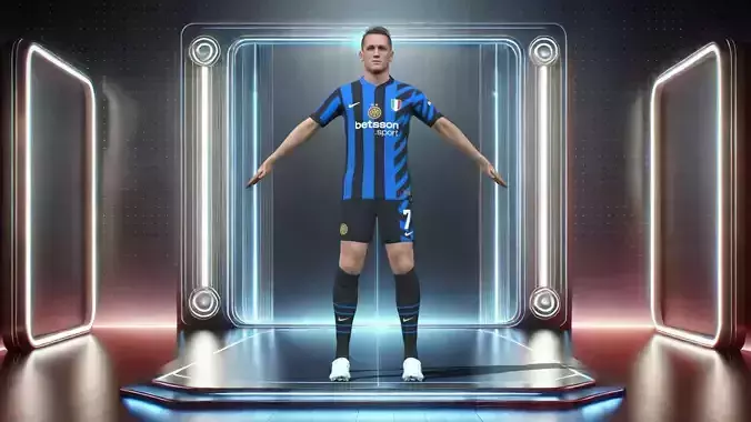 3D Rigged Piotr Zielinski Inter Milan 2025 Low-poly 3D model