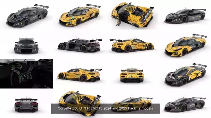 Corvette Z06 GT3 R LMGT3 2024 and 2025 Pack 3D Model Collection