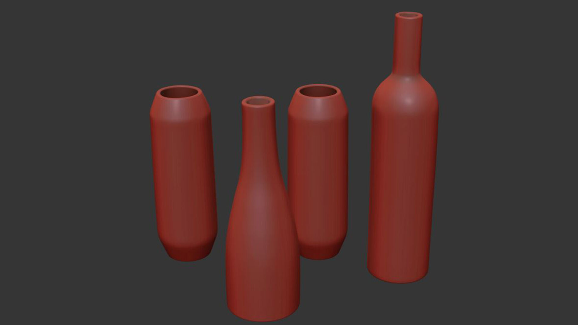 Set of 4 black and white patterned vases 3D model_6