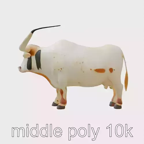 Texas Longhorn Bull Muscular 3D Model